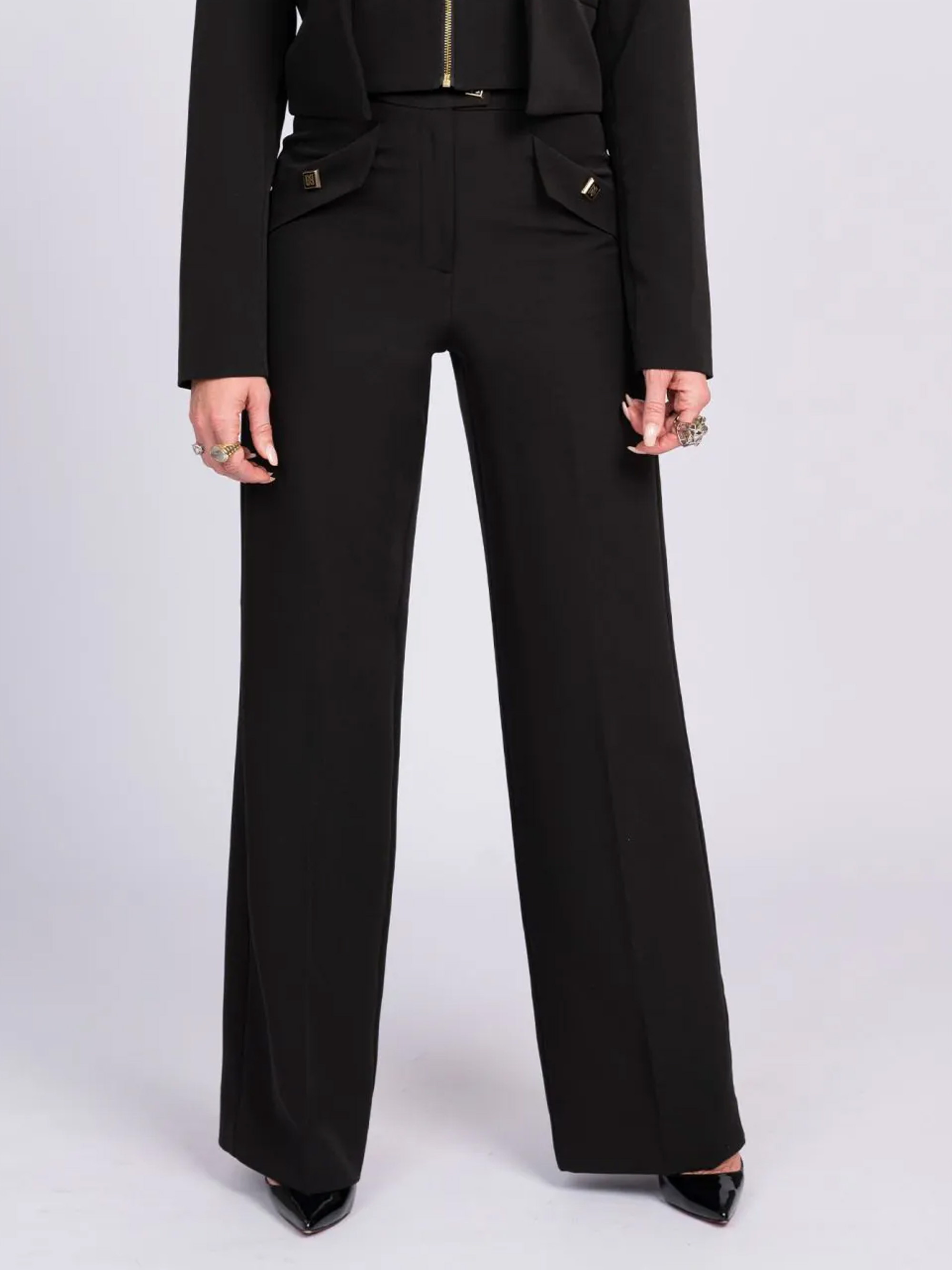 Pants with straight legs and NIKKIE details