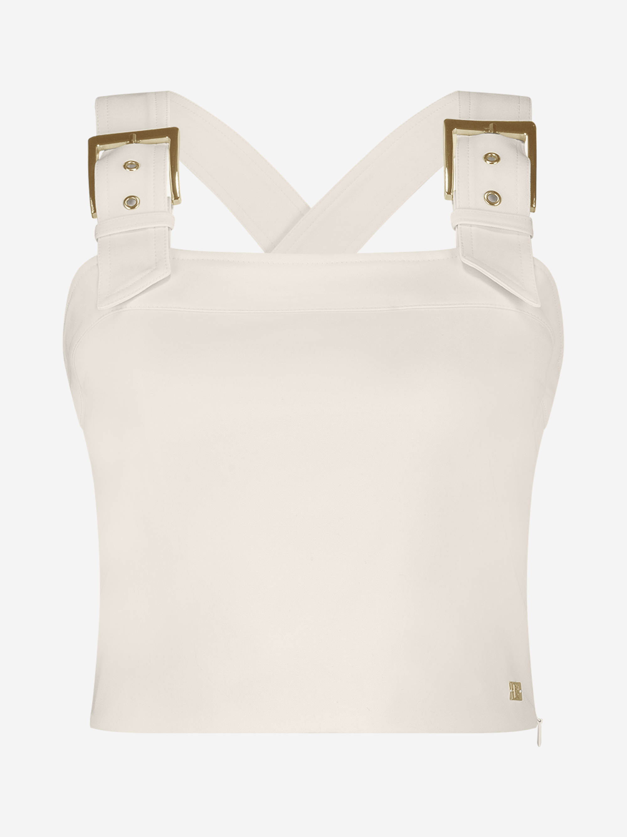 Cropped top with buckle straps