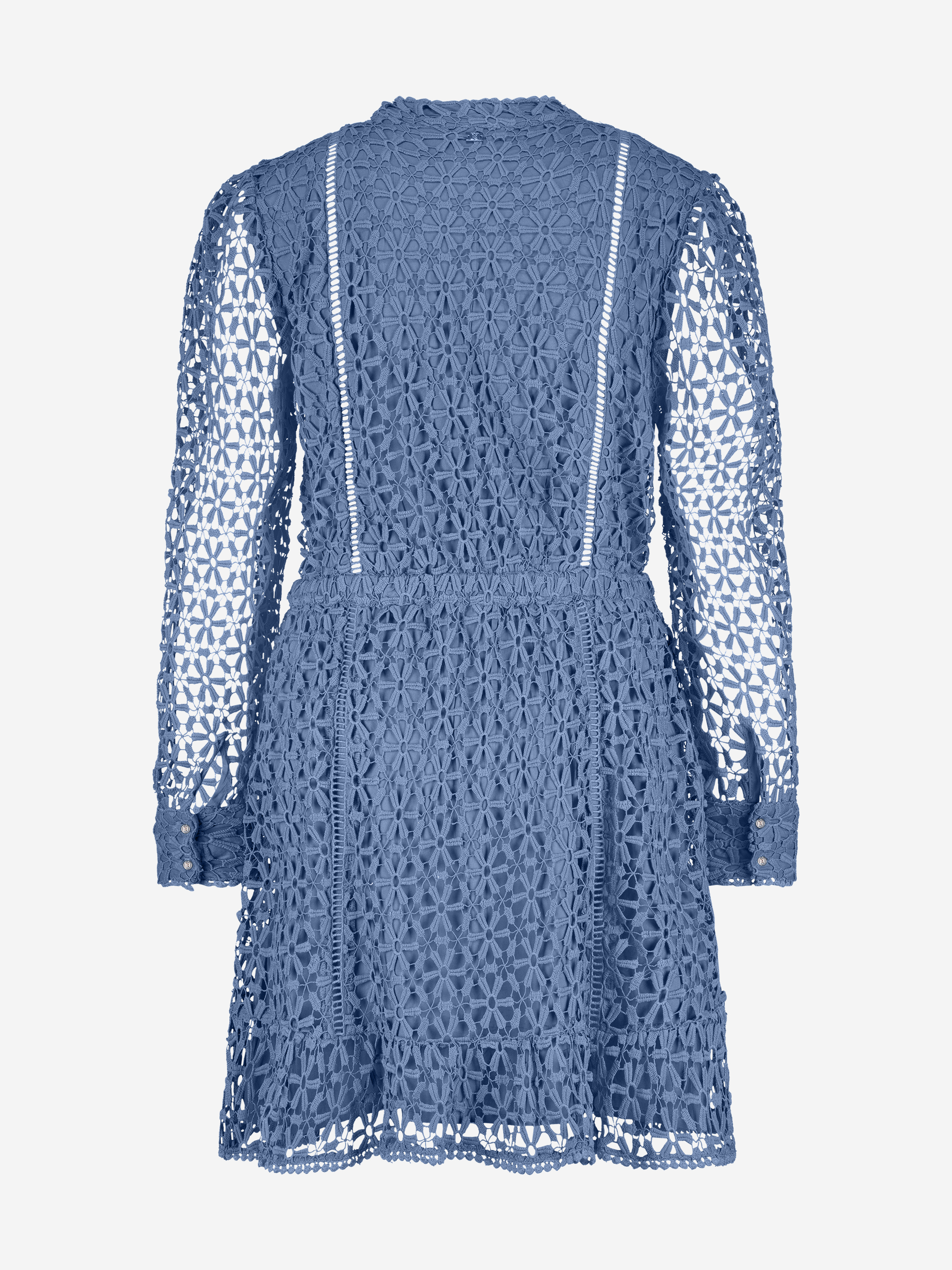 Lace A-line dress with floral pattern and open sleeves