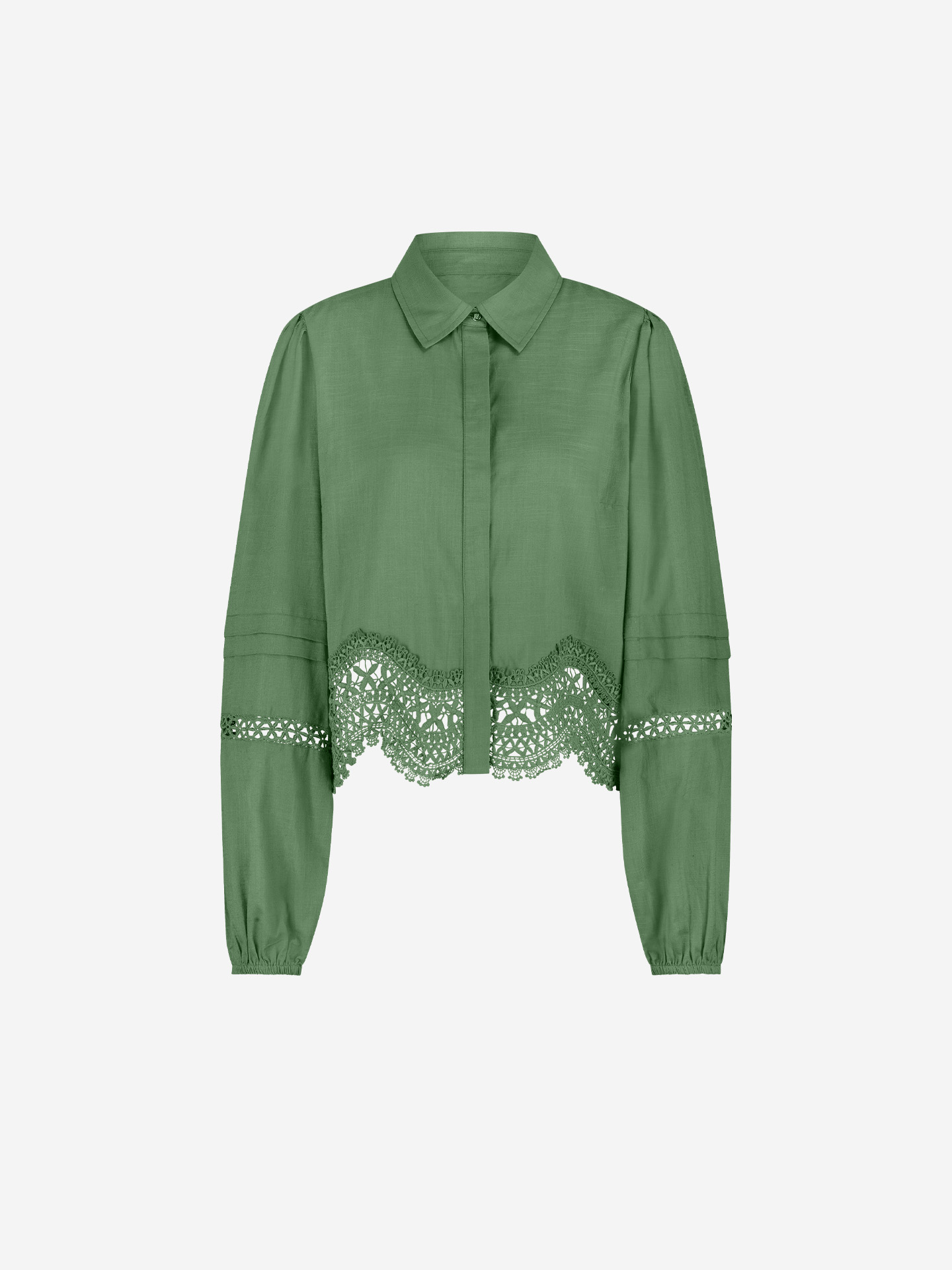 Blouse met broderie anglaise
