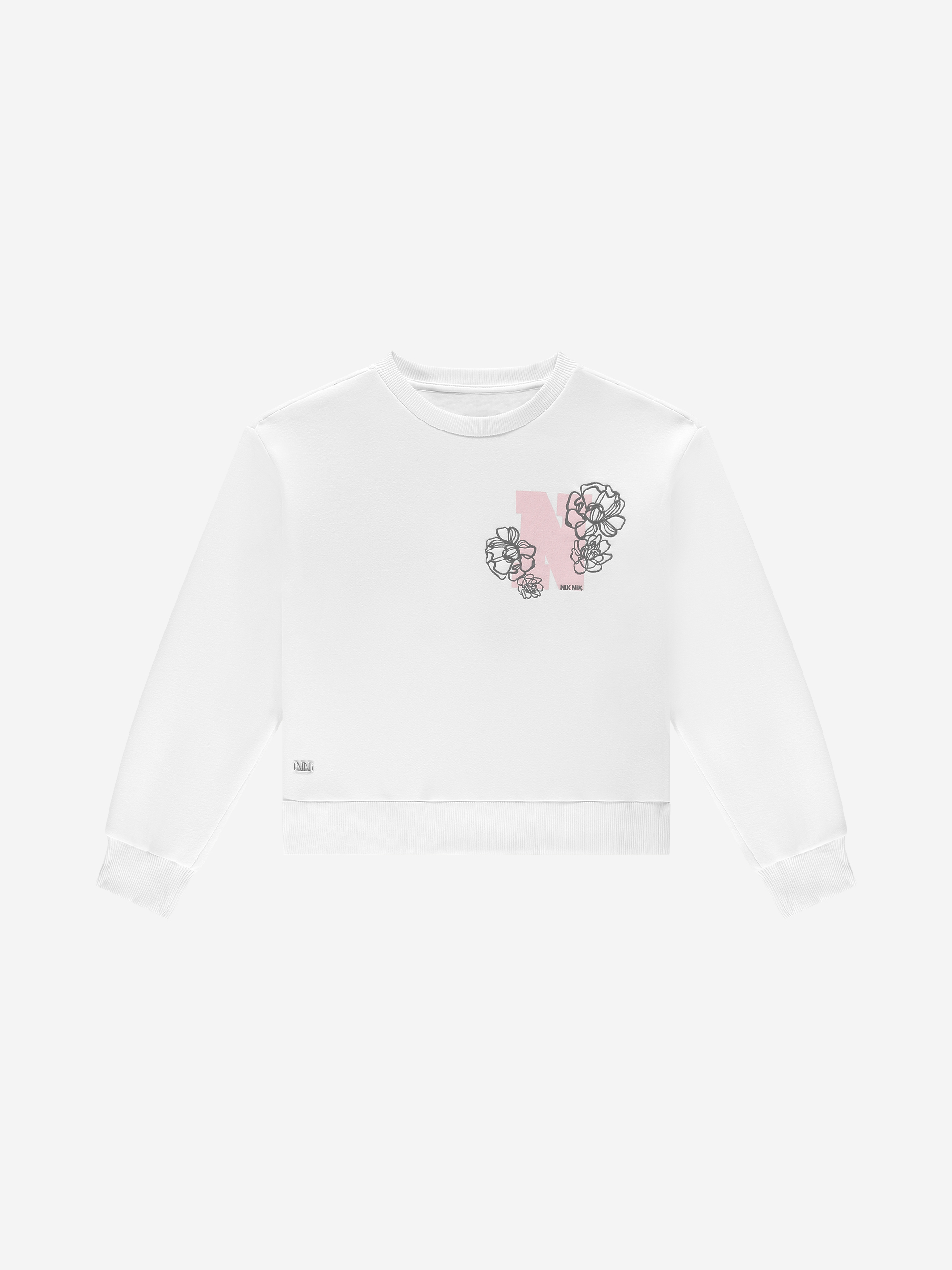 Sweater with graphic logo and floral print