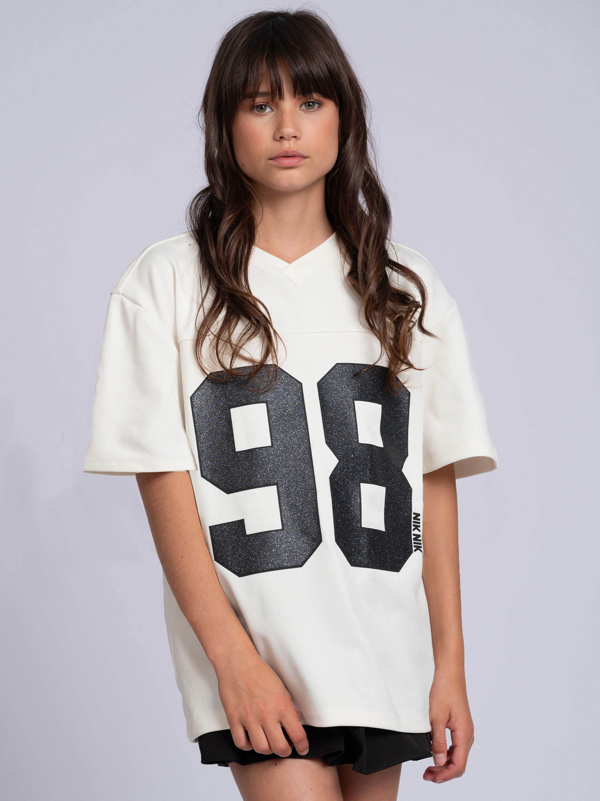 Losvallend varsity T-shirt met grafische print