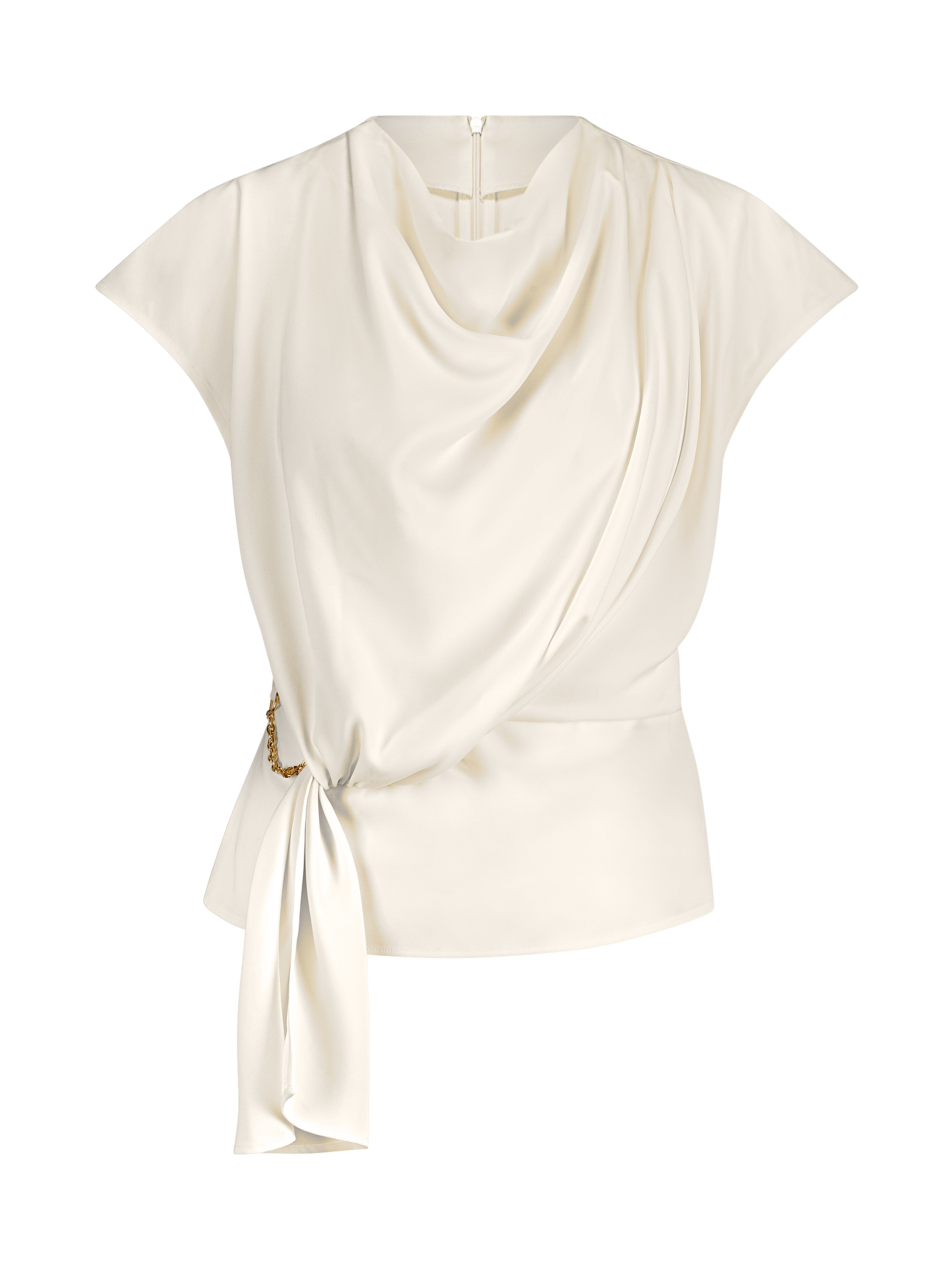Loose top with twisted knot detail and chain accent