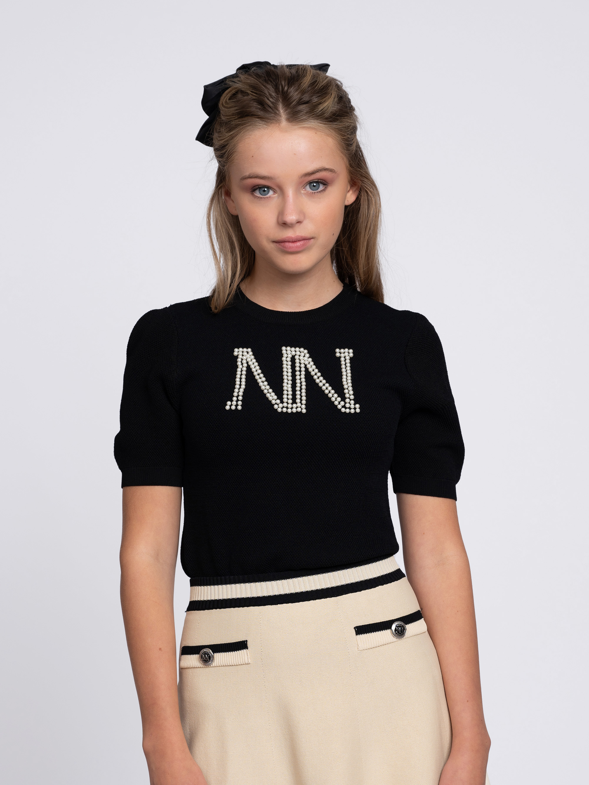 Knitted top with NN pearl logo
