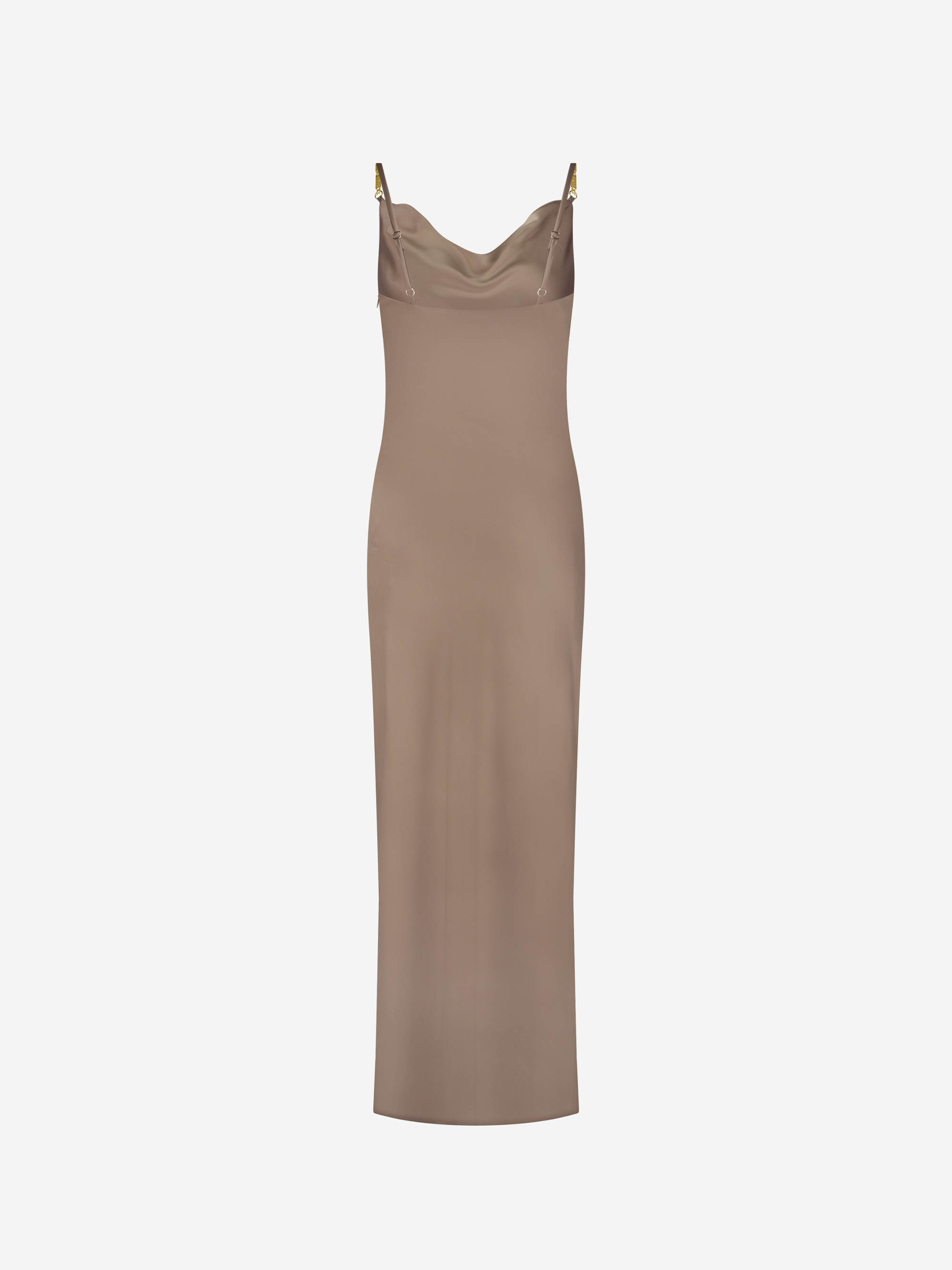 Satin maxi dress with waterfall neckline