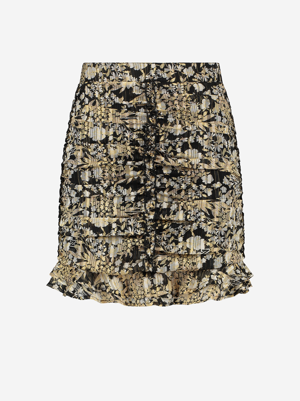 Flower print skirt with ruffles