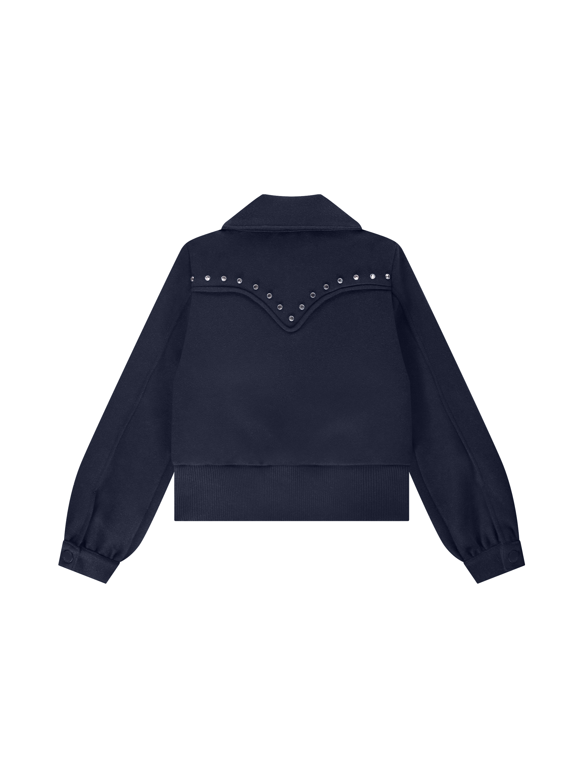Short jacket with studs and flap pockets