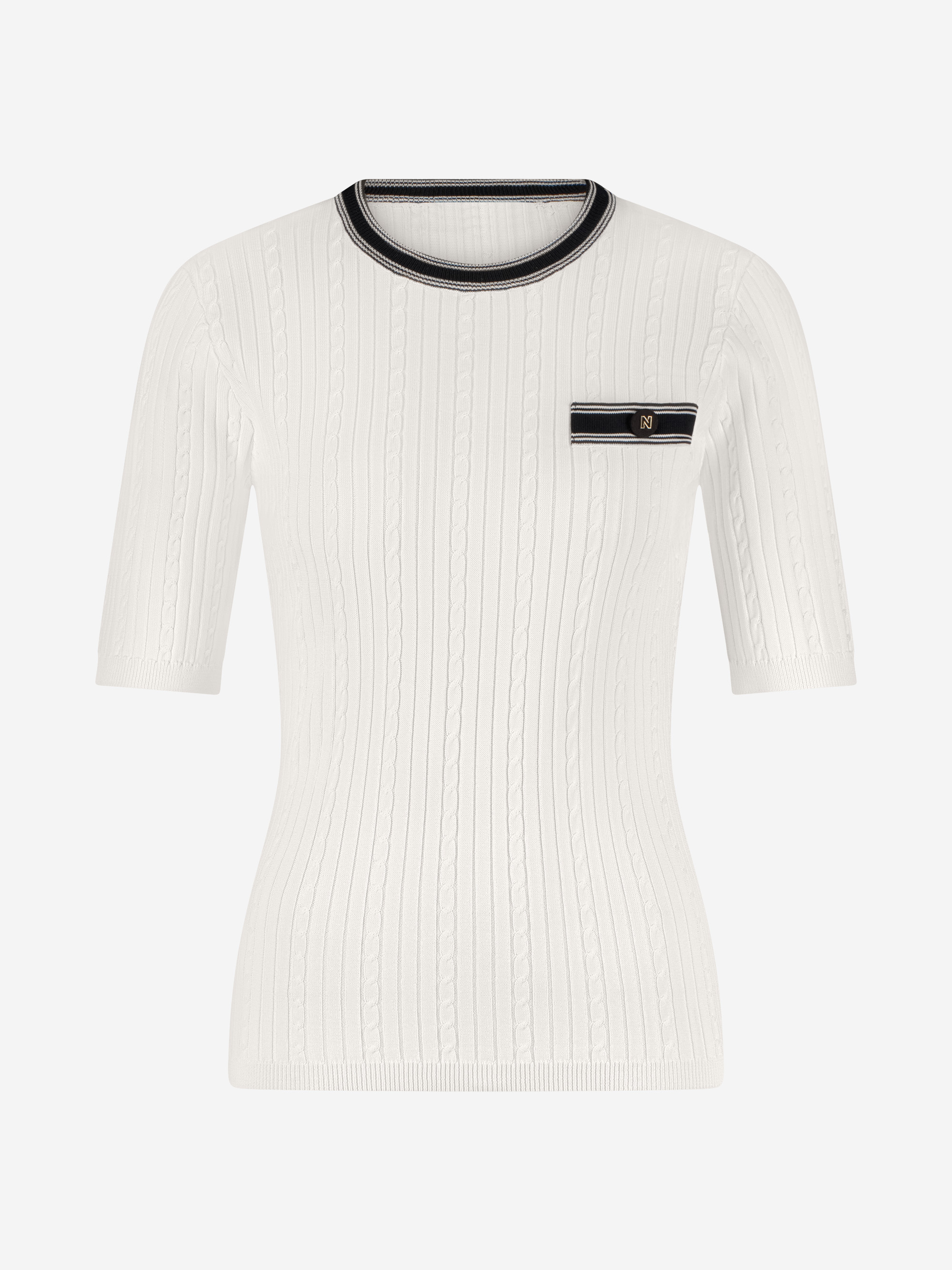 Ribbed top with braided and striped details