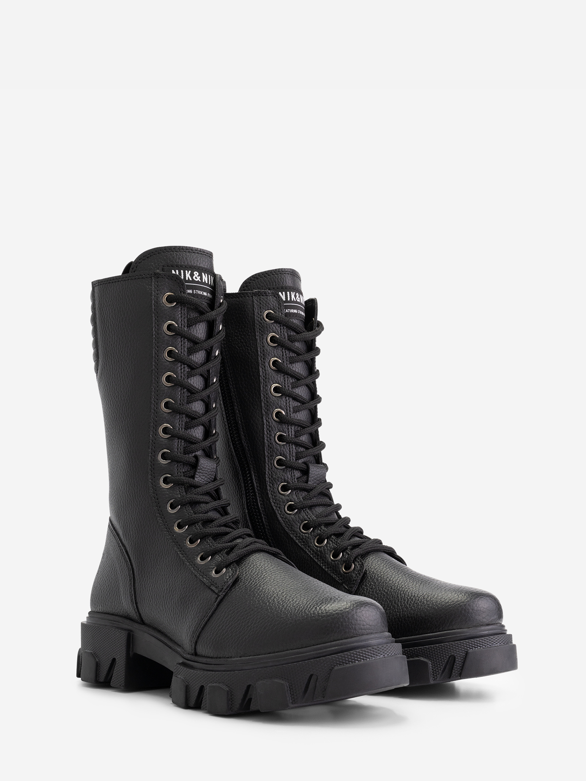 Vegan leather boots with laces