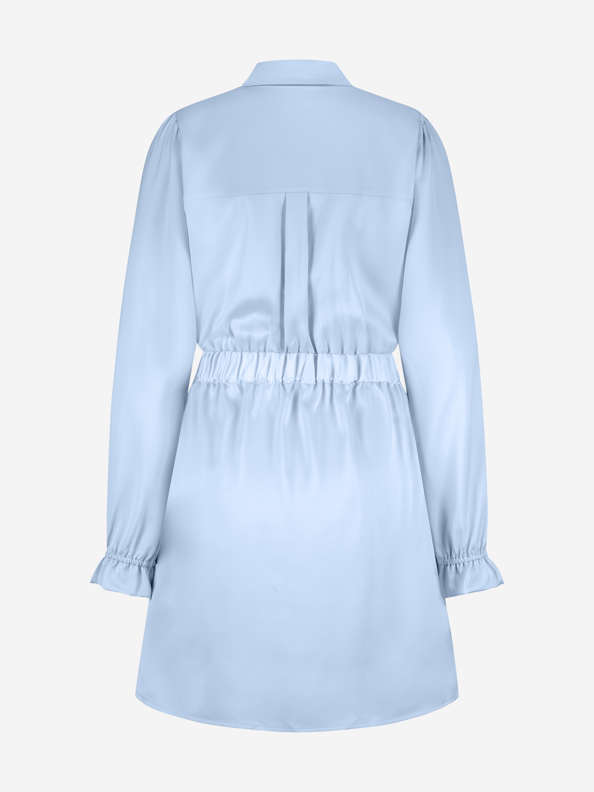 Satin look dress with elastic waistband and N-buttons