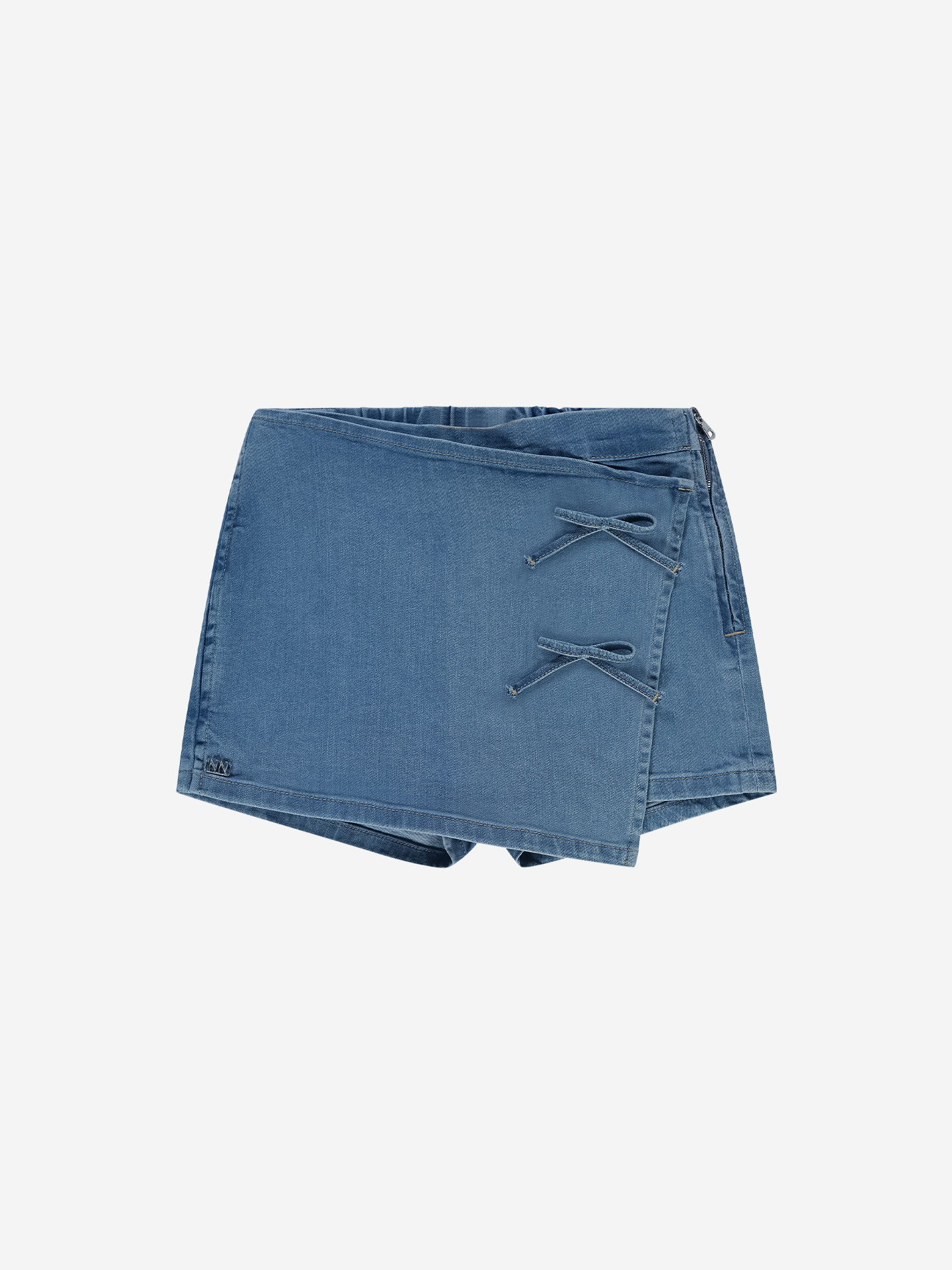 Denim skort with decorative bows