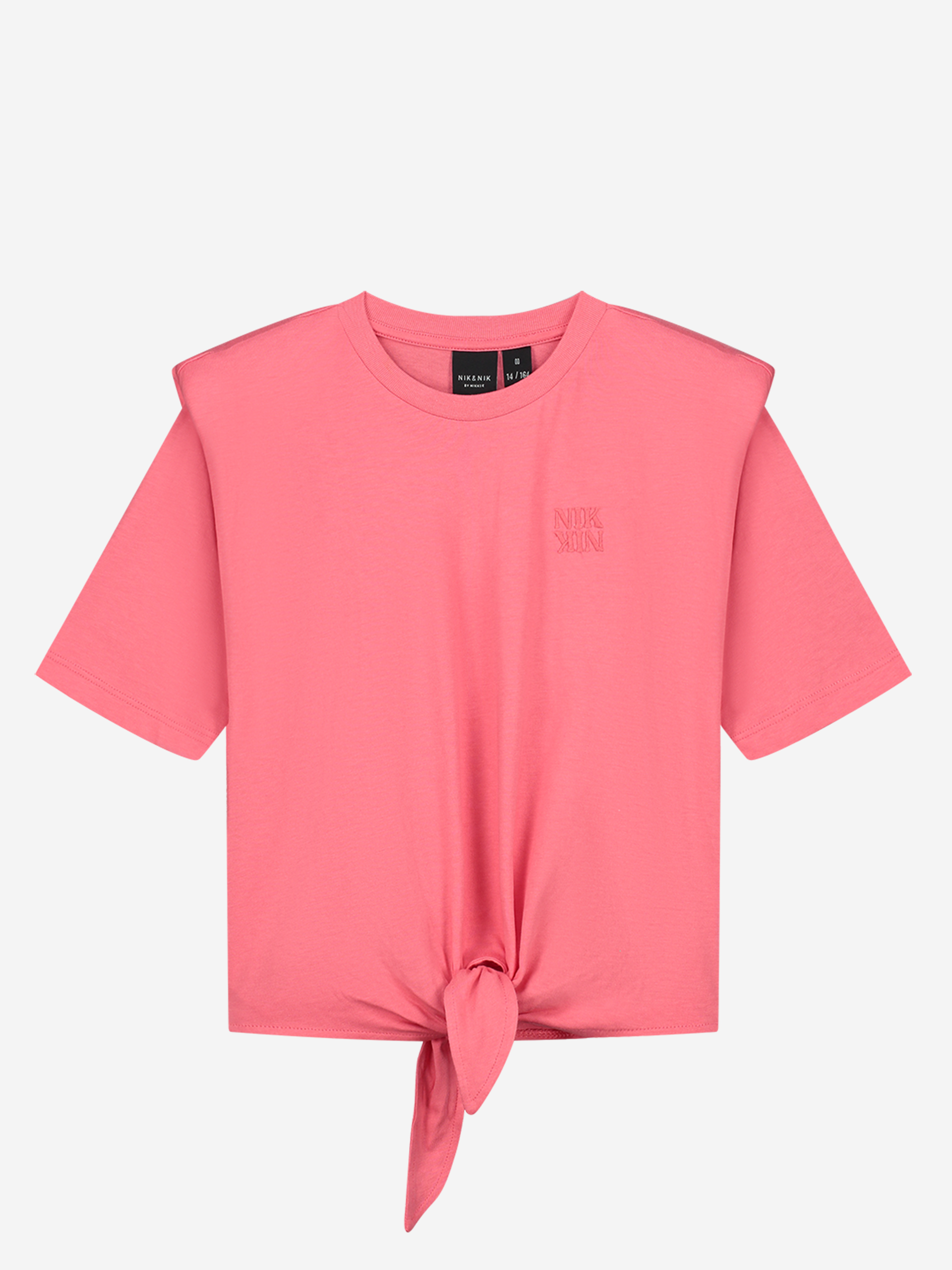 Knotted t-shirt with padded shoulders