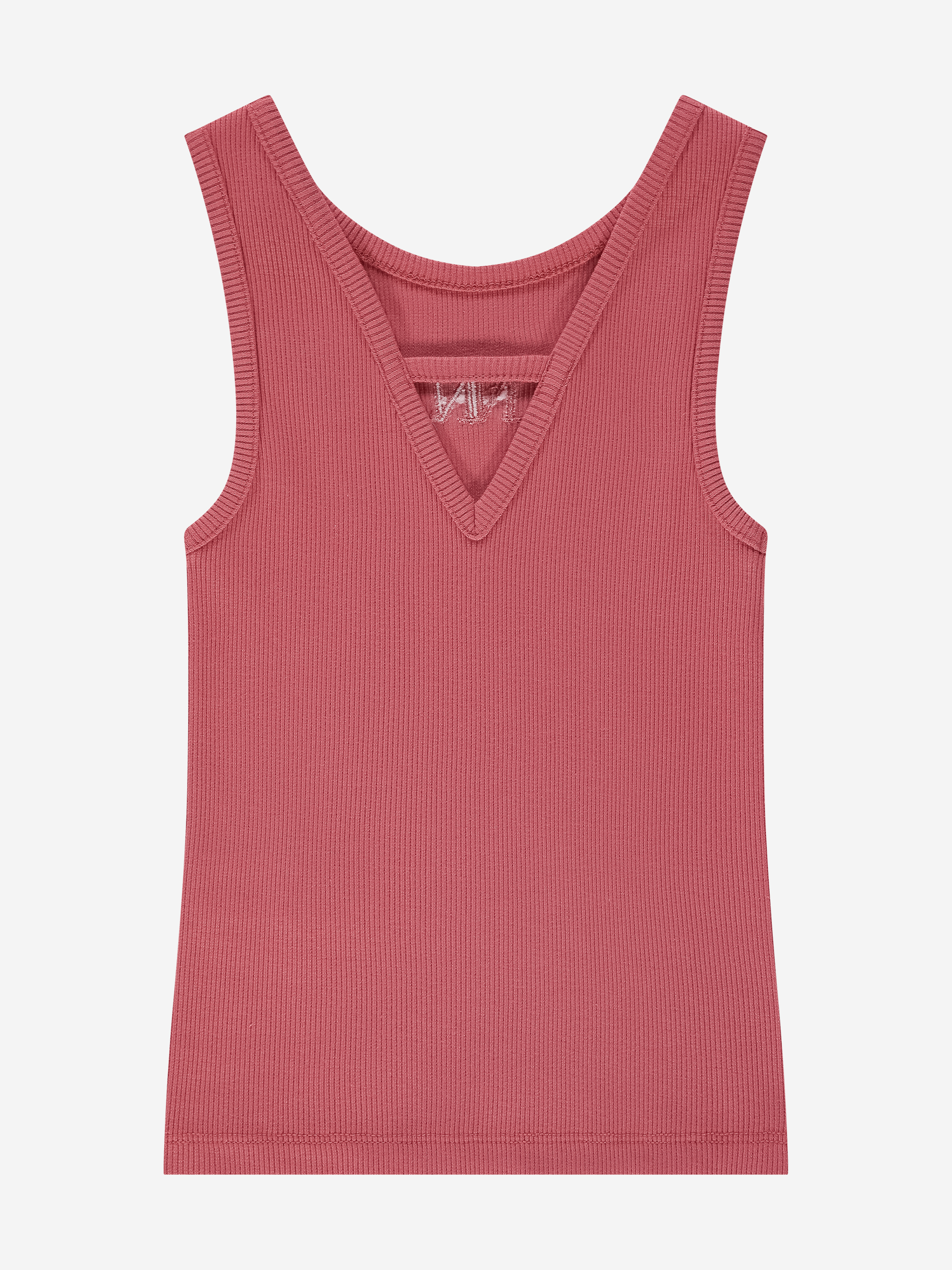 Geribde top met geborduurd logo