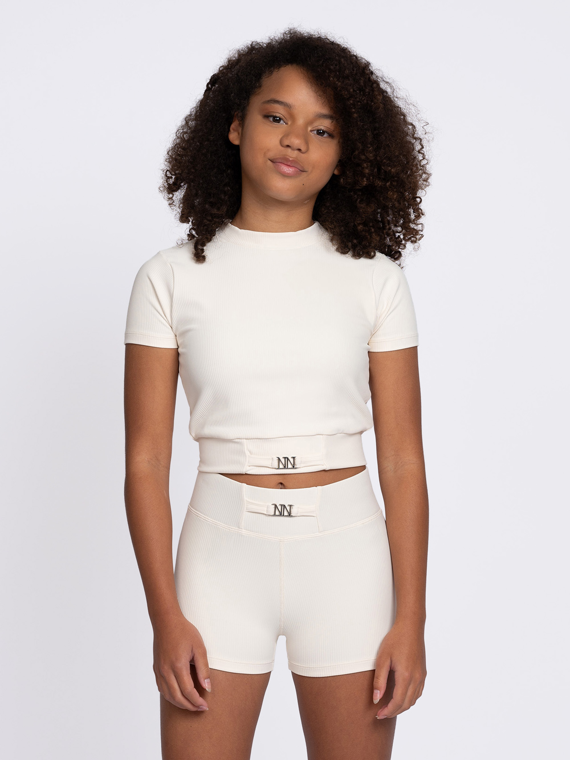 Ribbed shorts with logo detail