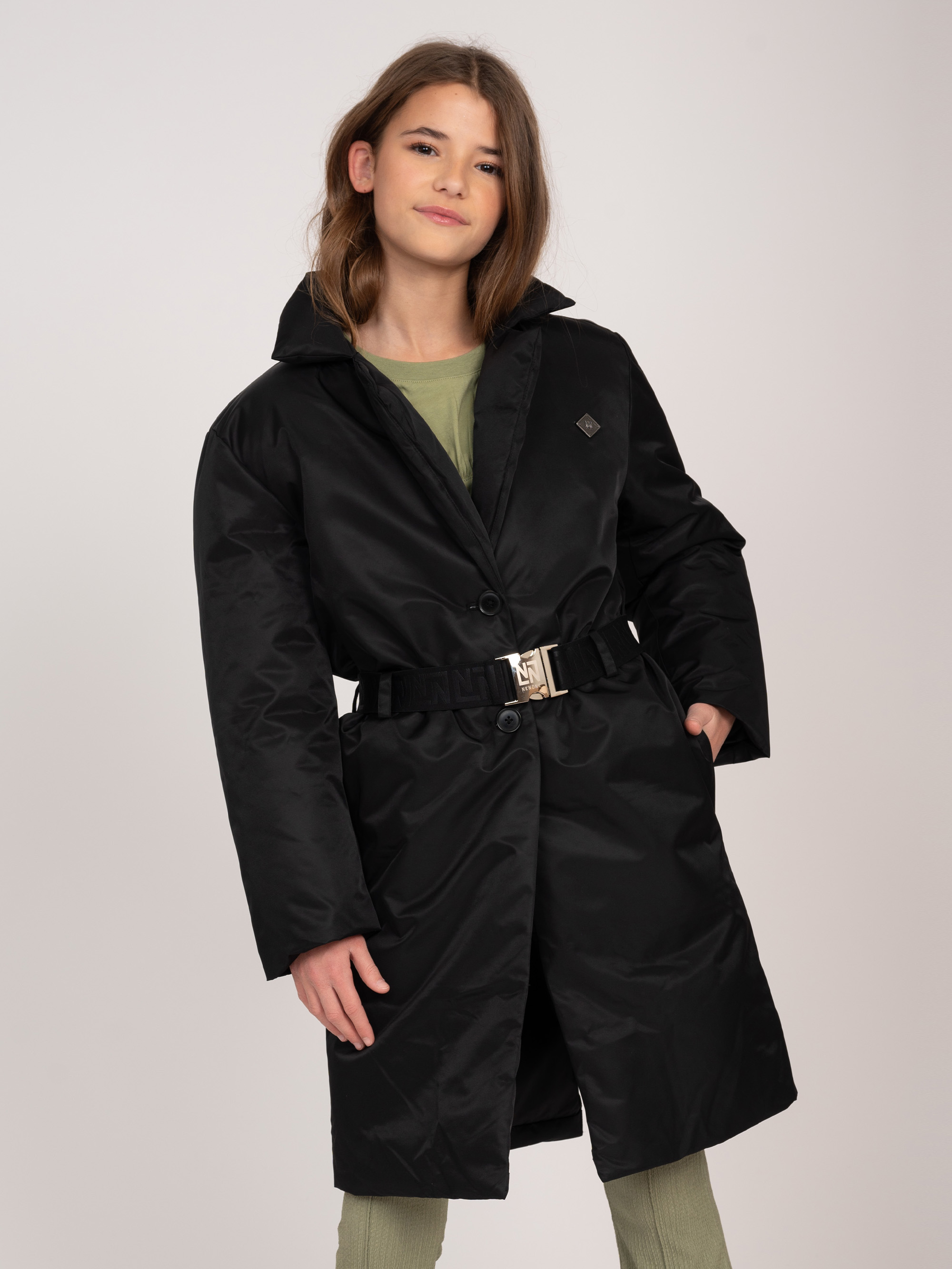 Puffer trenchcoat with belt