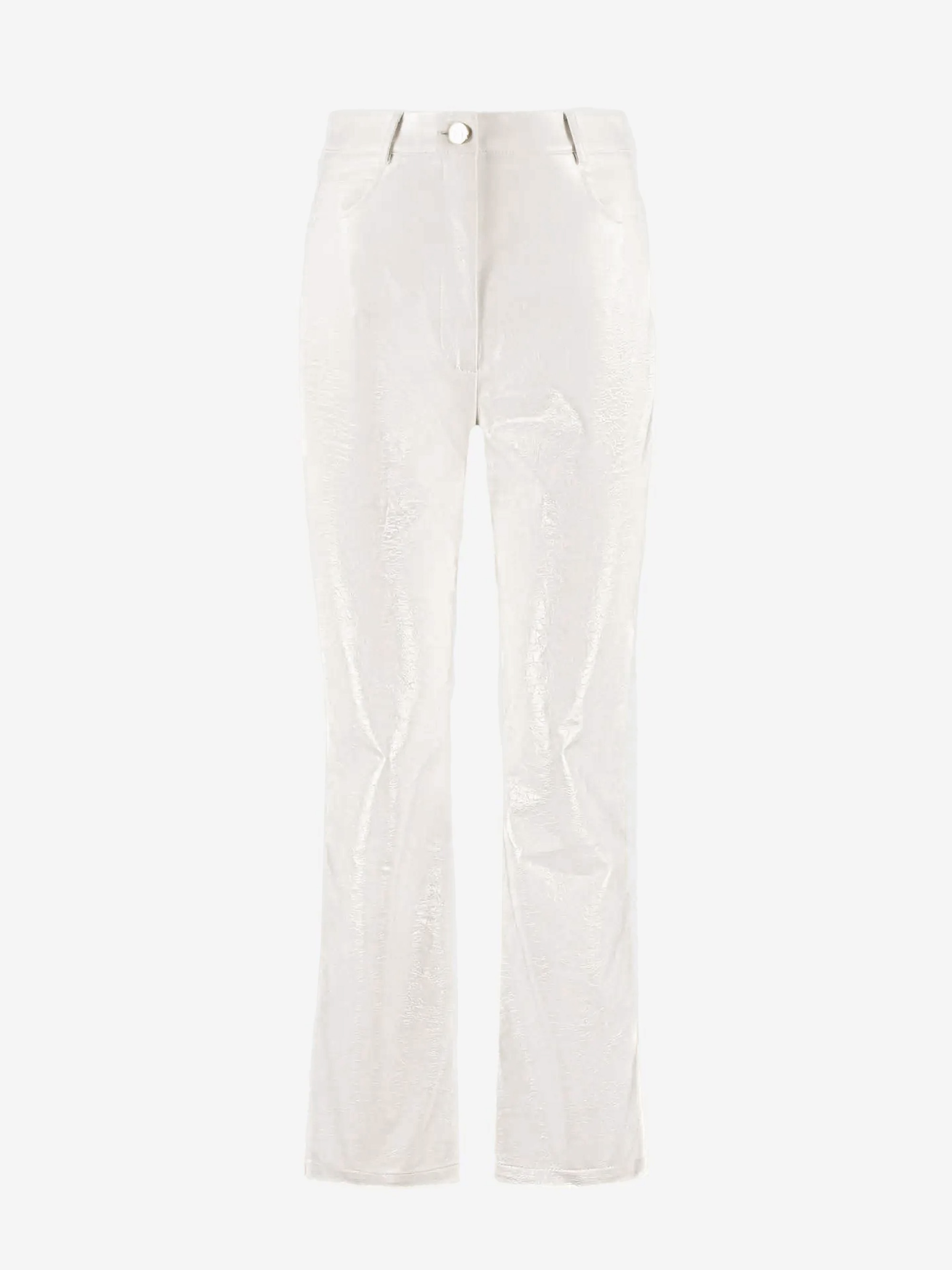 Faux leather pants with craquelé pattern