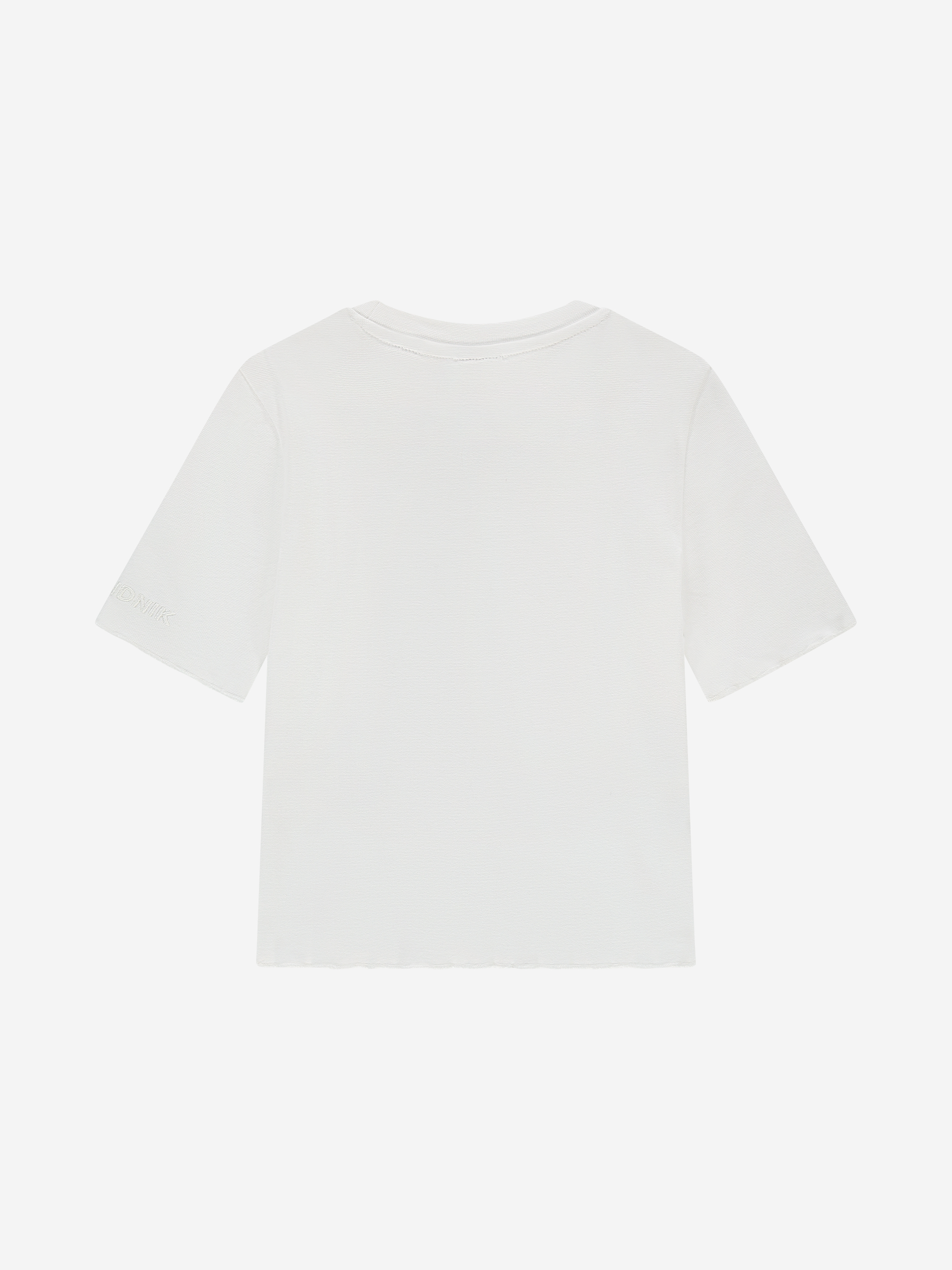 Fitted T-shirt with ruffles and logo