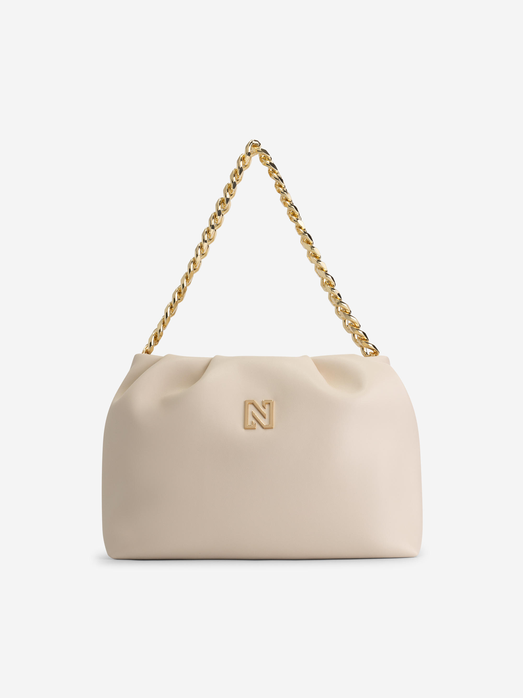 Schoudertas met N-logo en ketting hengsel