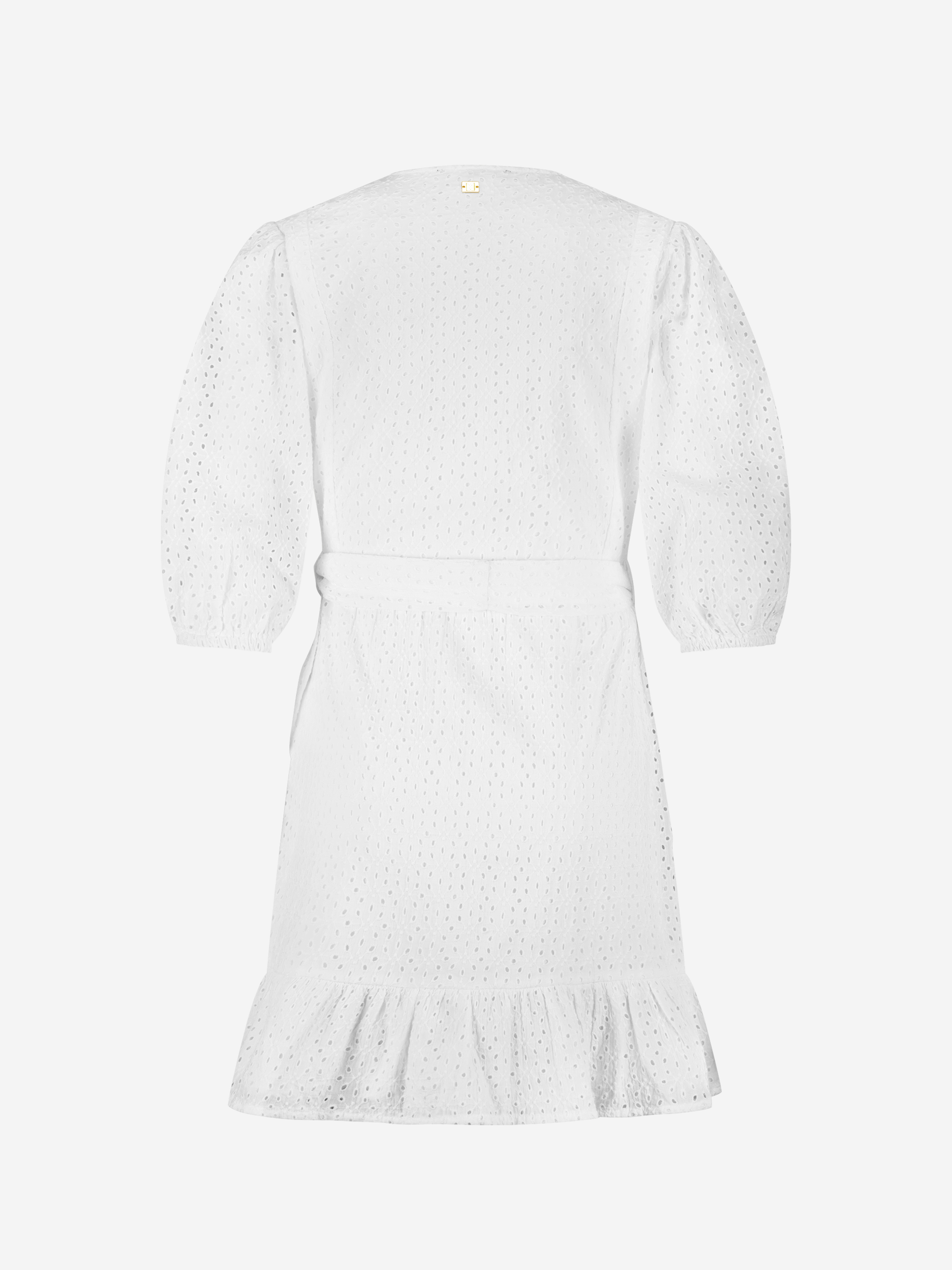 Wikkeljurk met broderie anglaise en pofmouwen