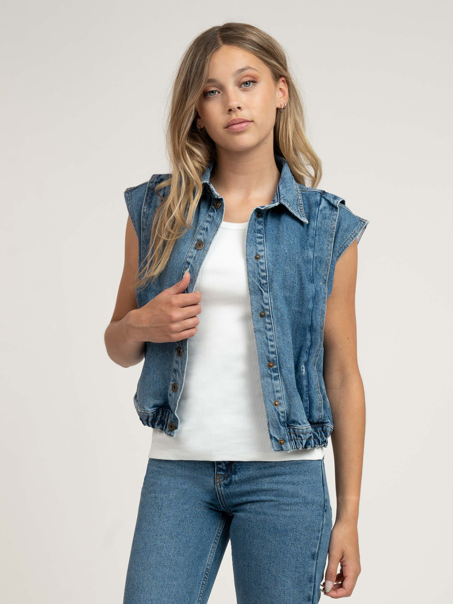 Loose fit denim gilet 
