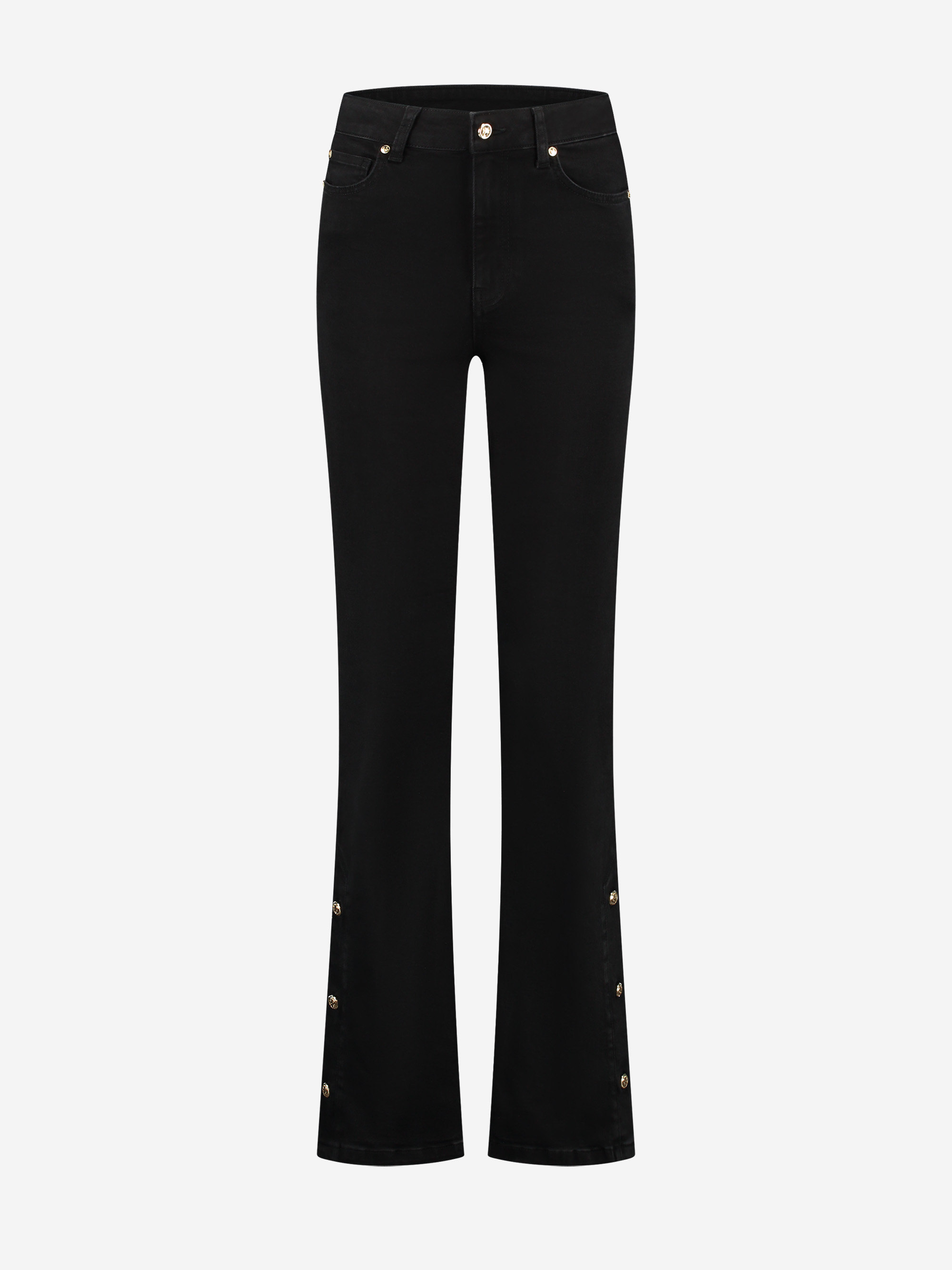 High rise flared jeans with buttons