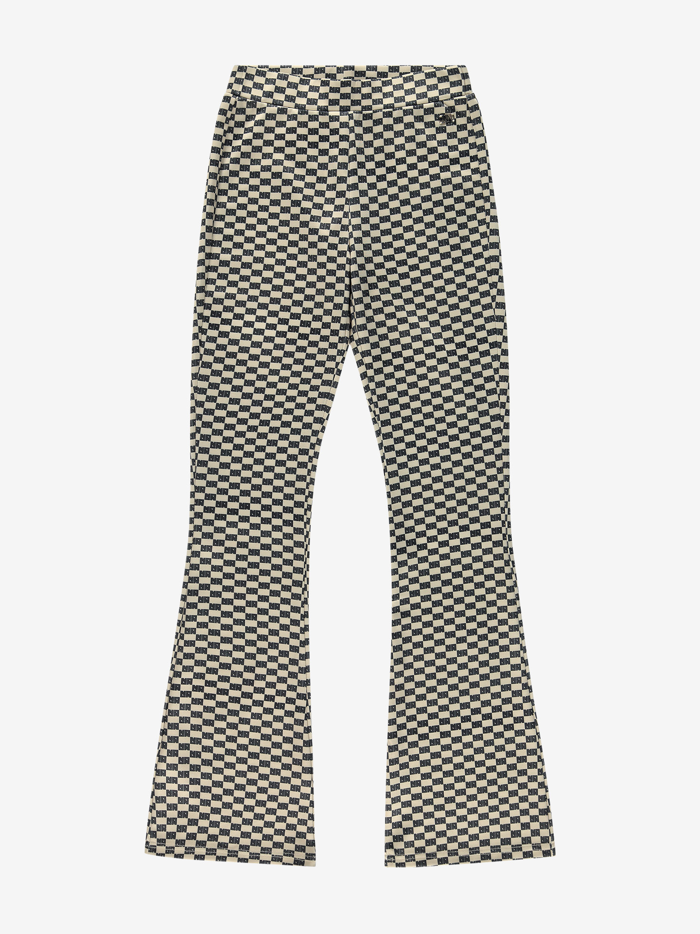 Flared pants with logo pattern