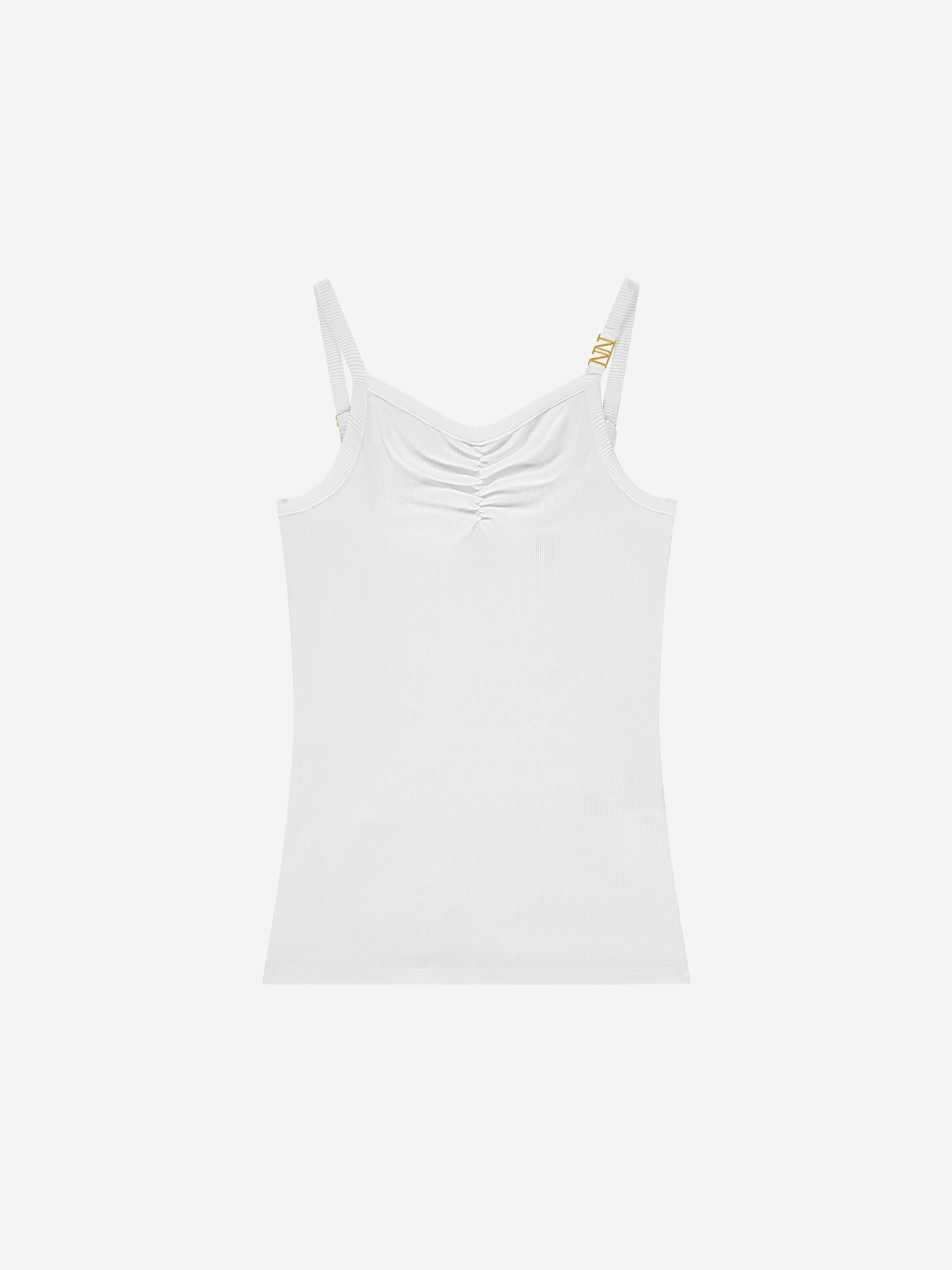 Geribde top met gedrapeerd detail