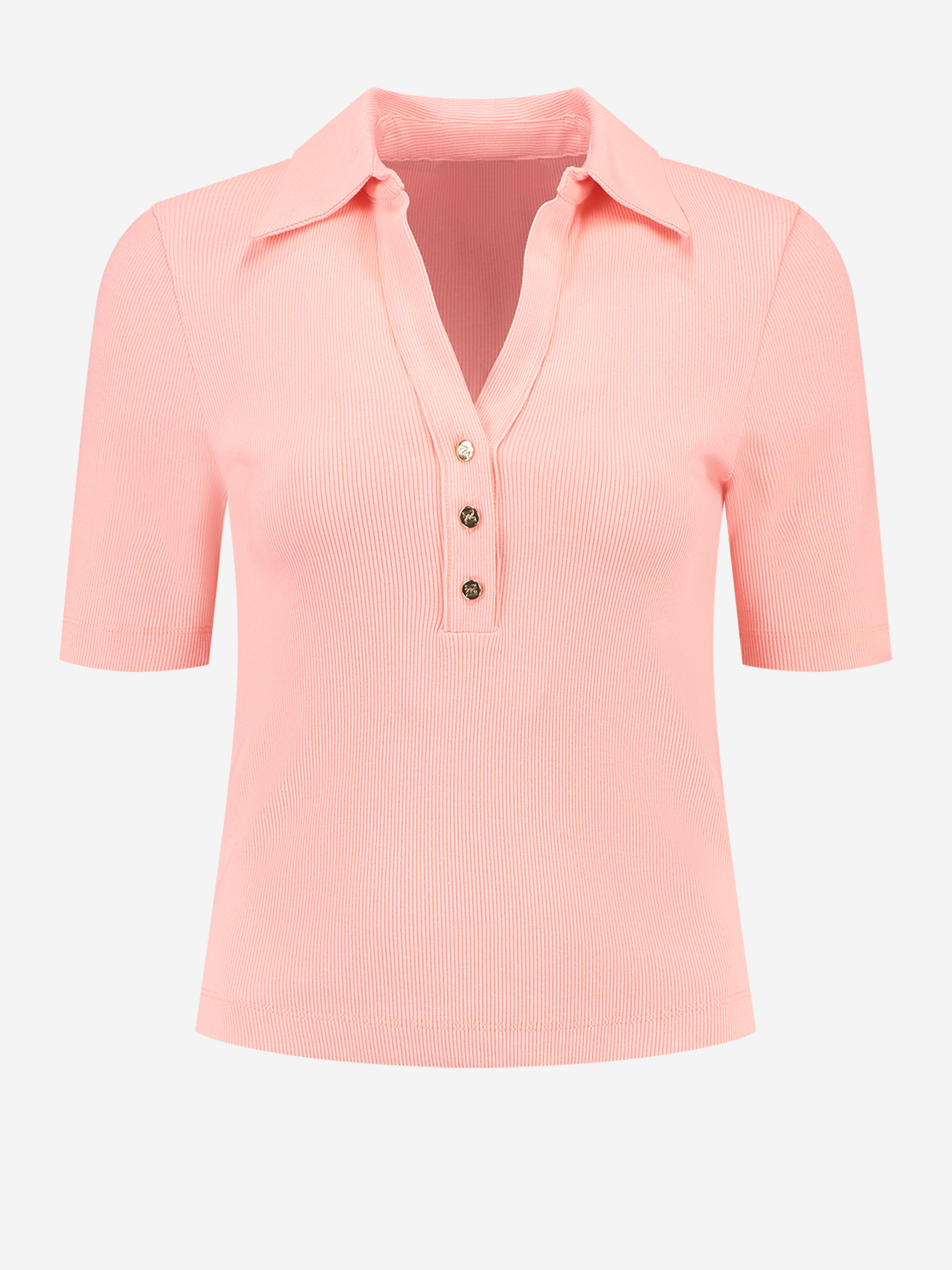 Ribbed T-shirt with buttons