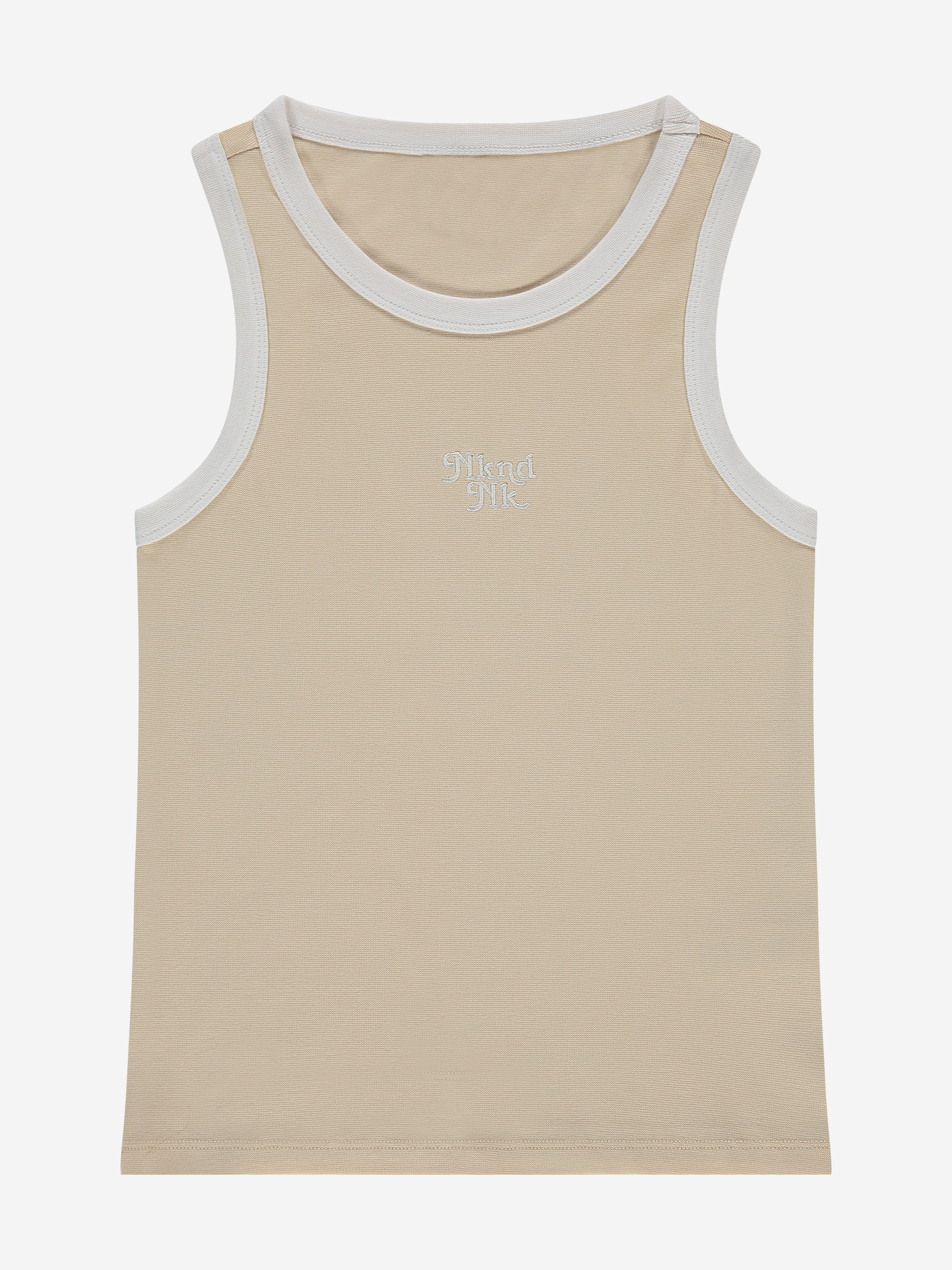 Fitted tank top with logo and piping 