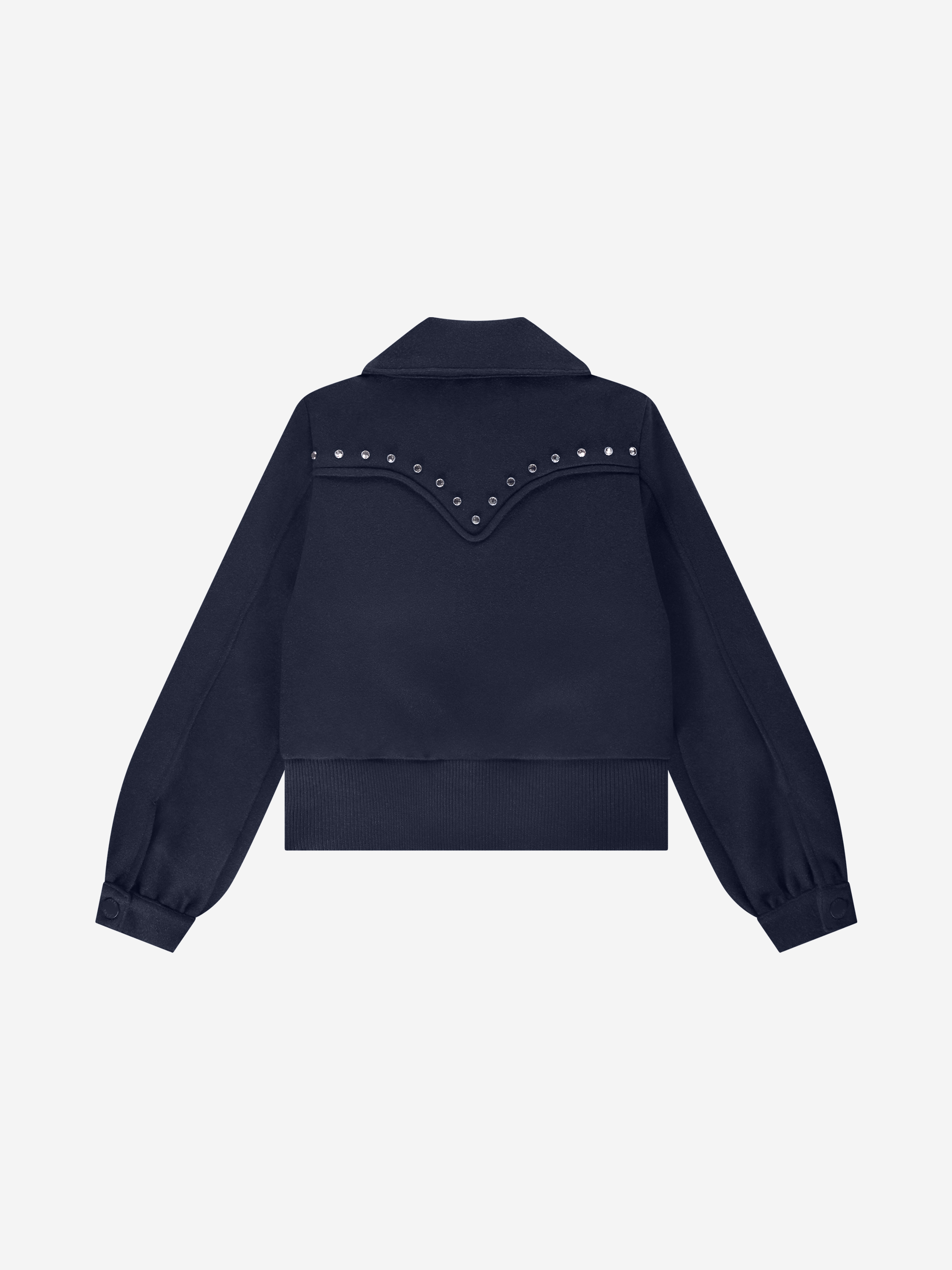 Short jacket with studs and flap pockets