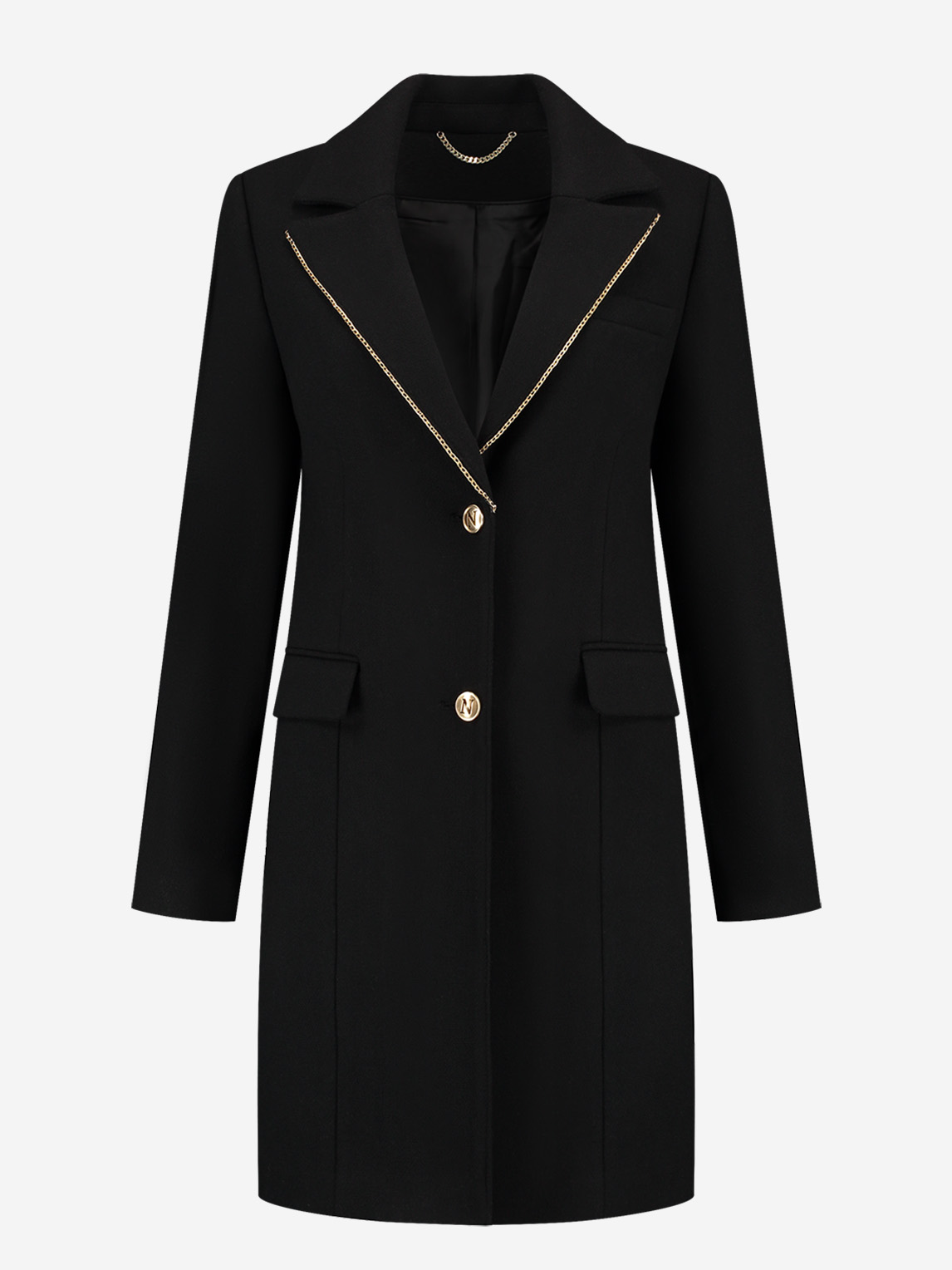 Long coat with N-logo buttons