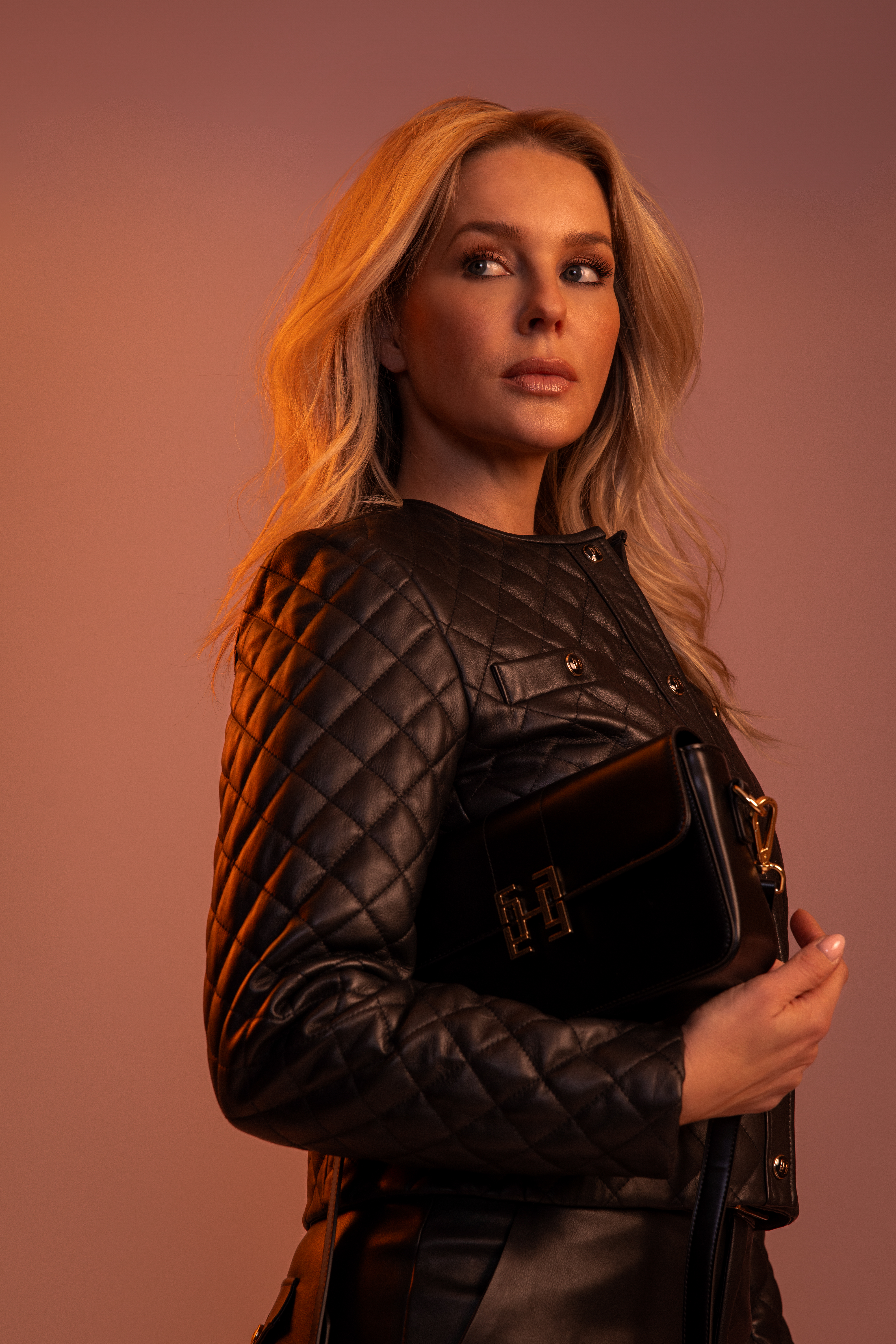 Quilted leather jacket with FH buttons