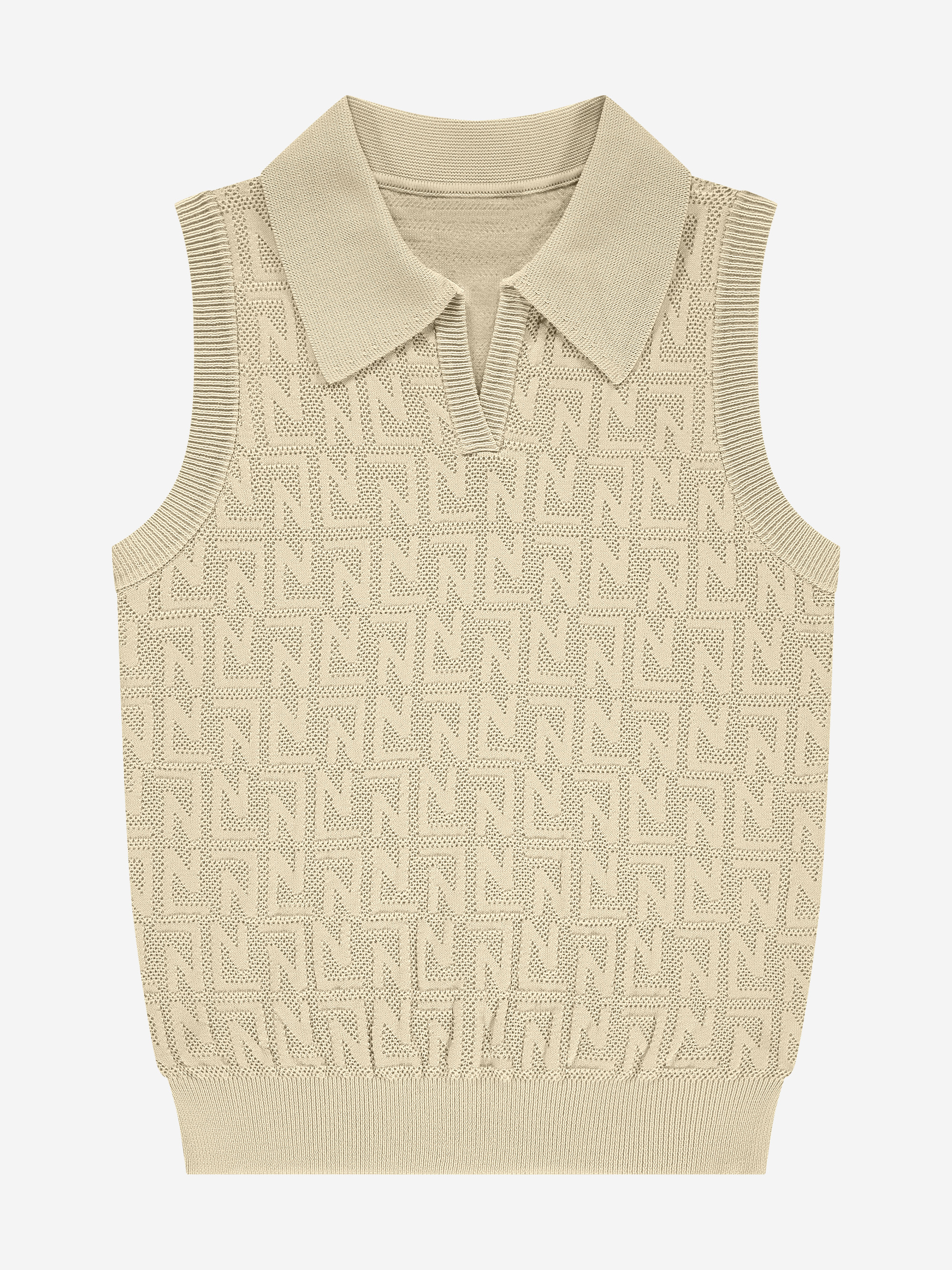 Short open knitted top with N&N logo pattern