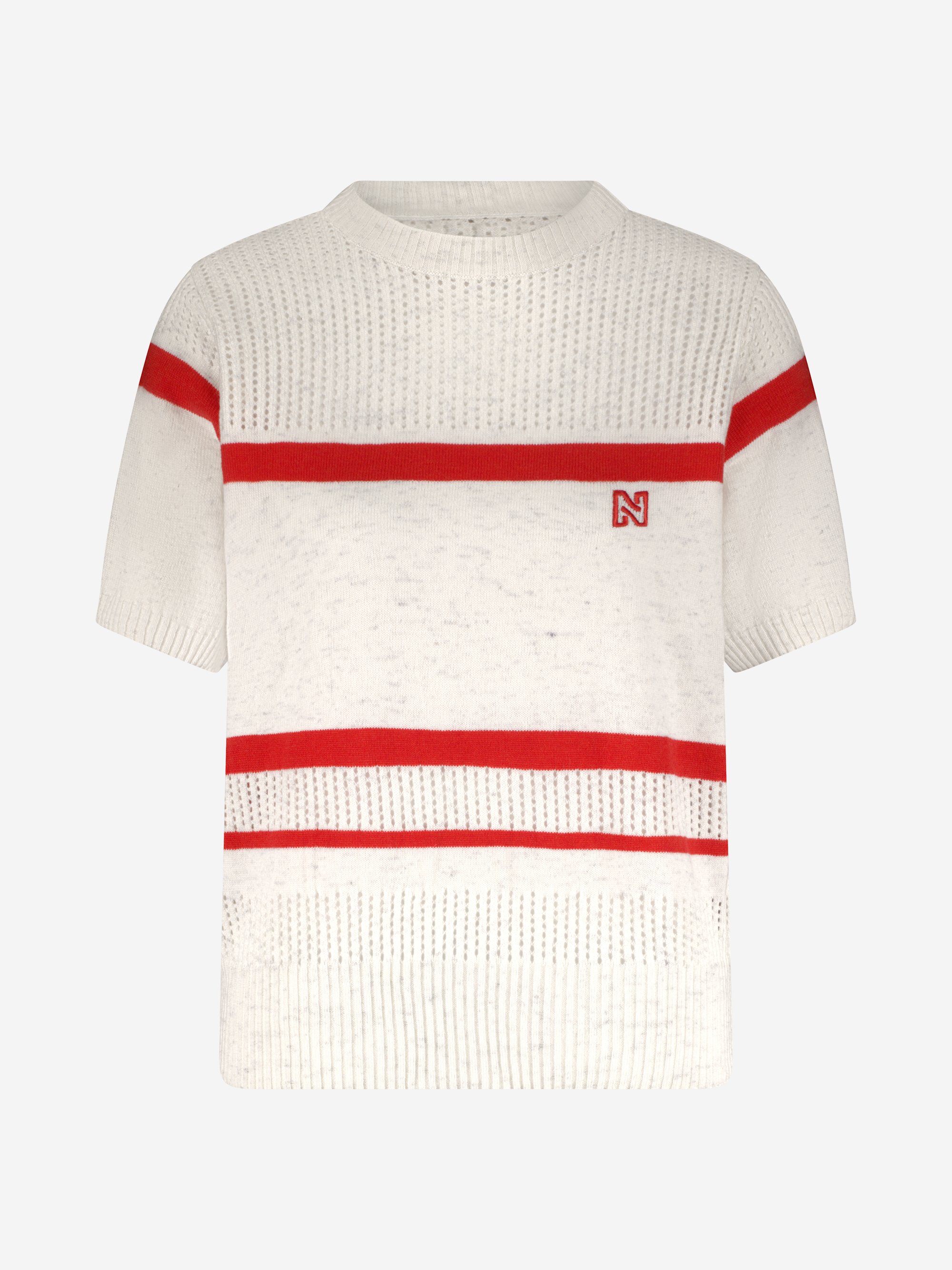 Open-knit top with stripes and N logo