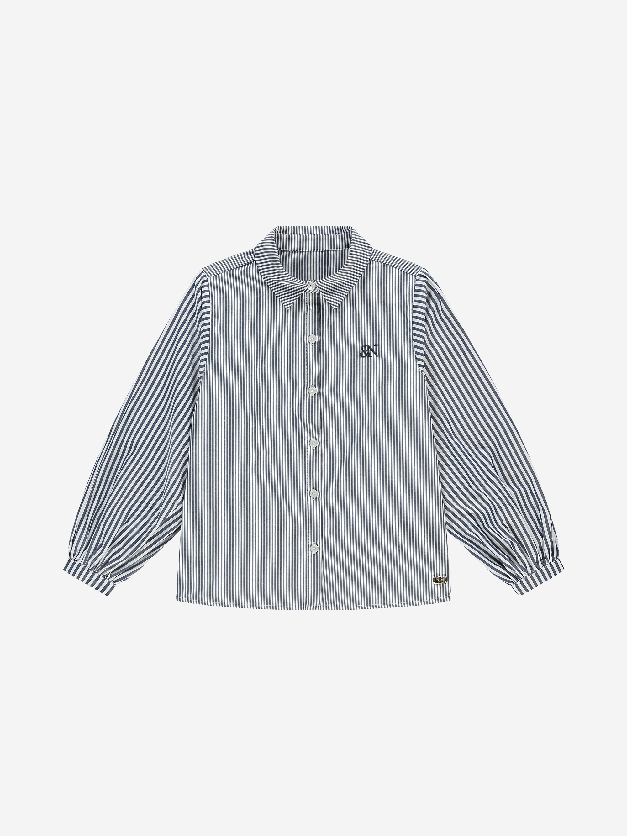 Gestreepte blouse met ballonmouwen en logo