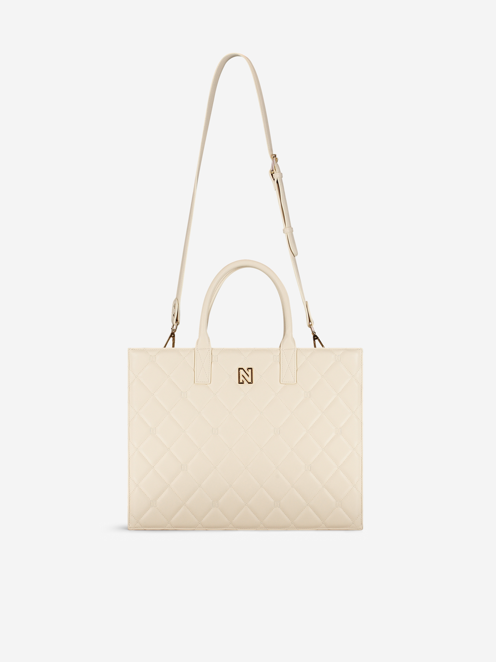 Gewatteerde shopper met logo patroon