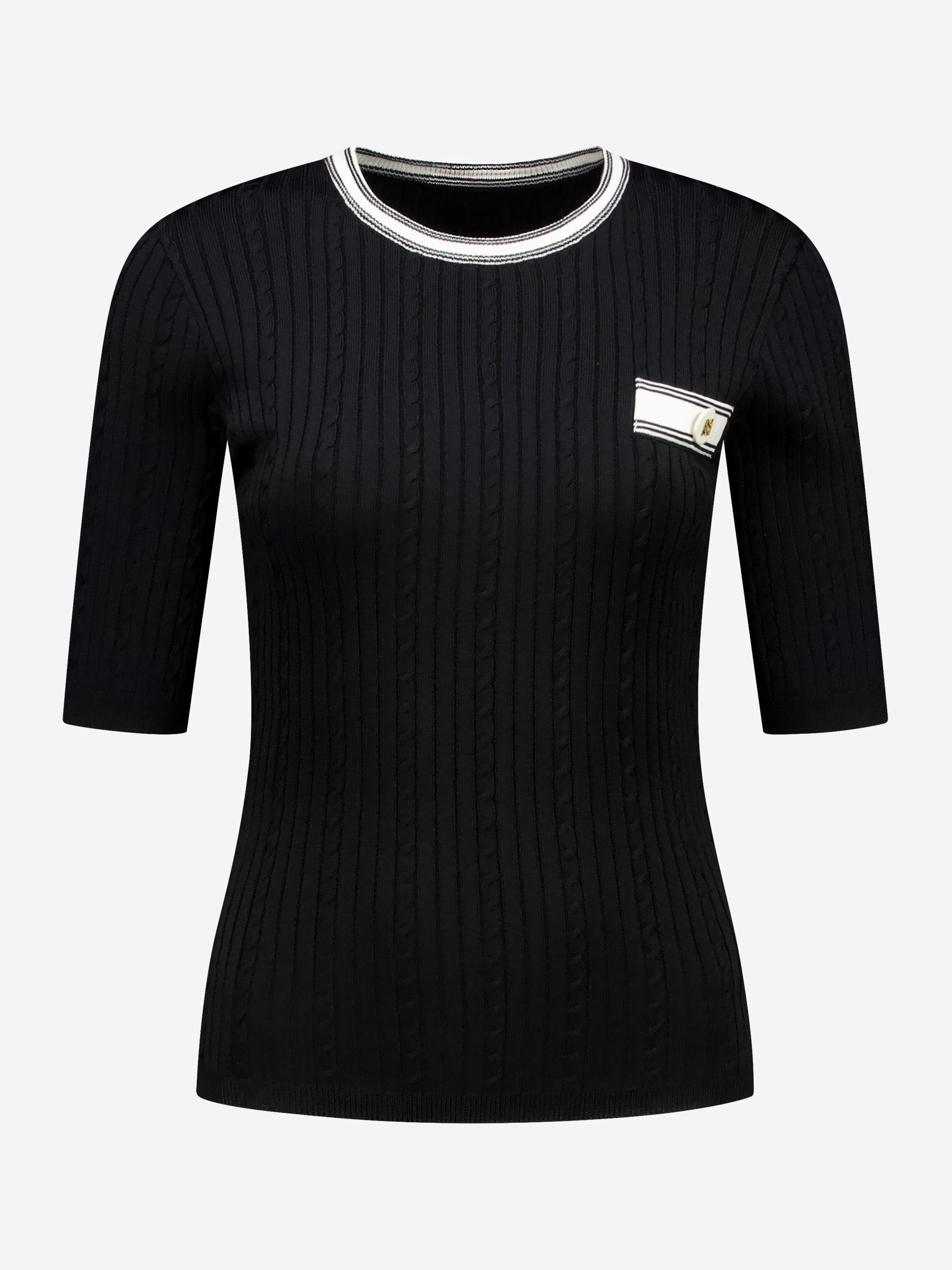 Ribbed top with braided and striped details