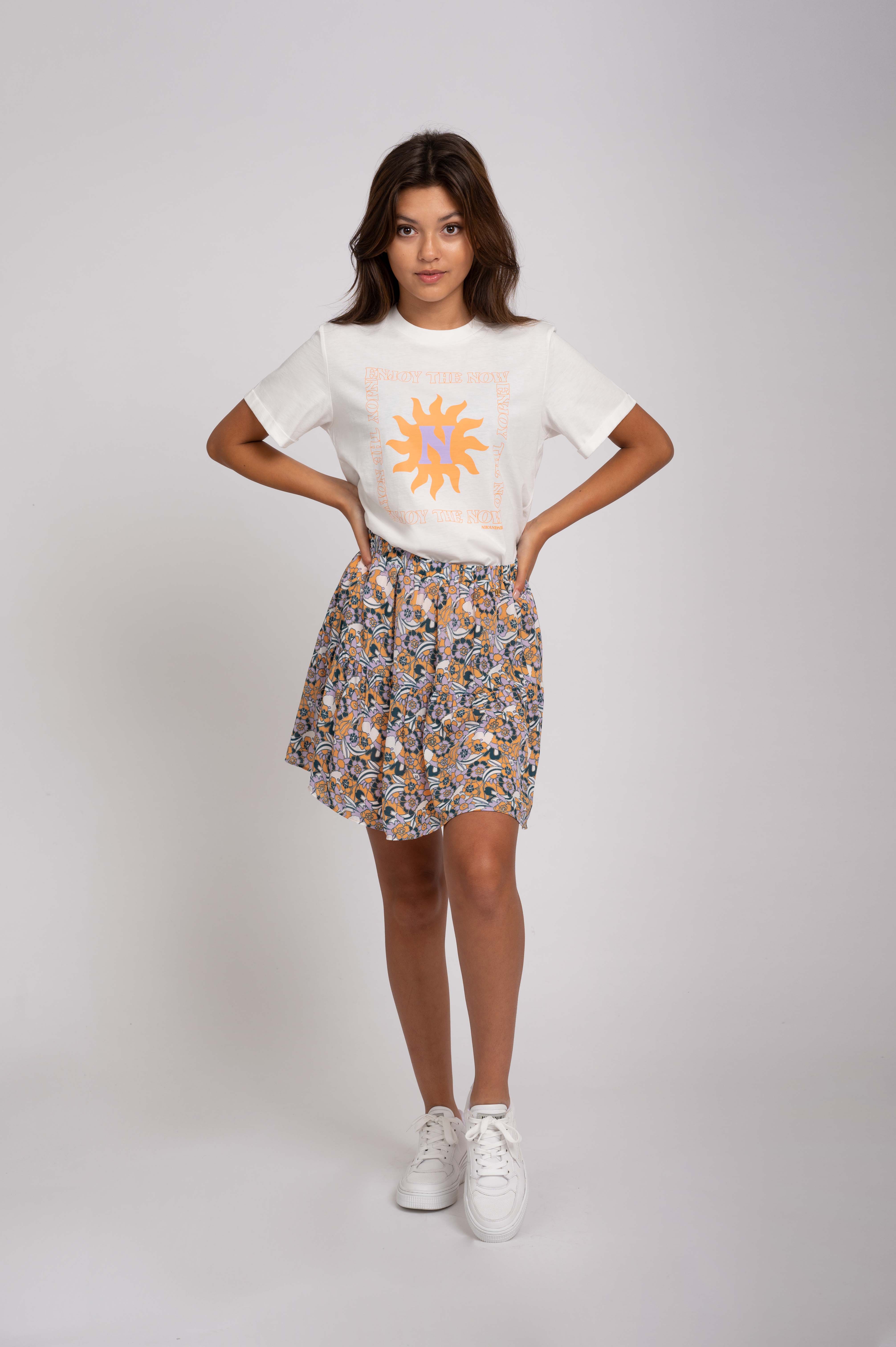 A-lijn rok met print en elastische tailleband