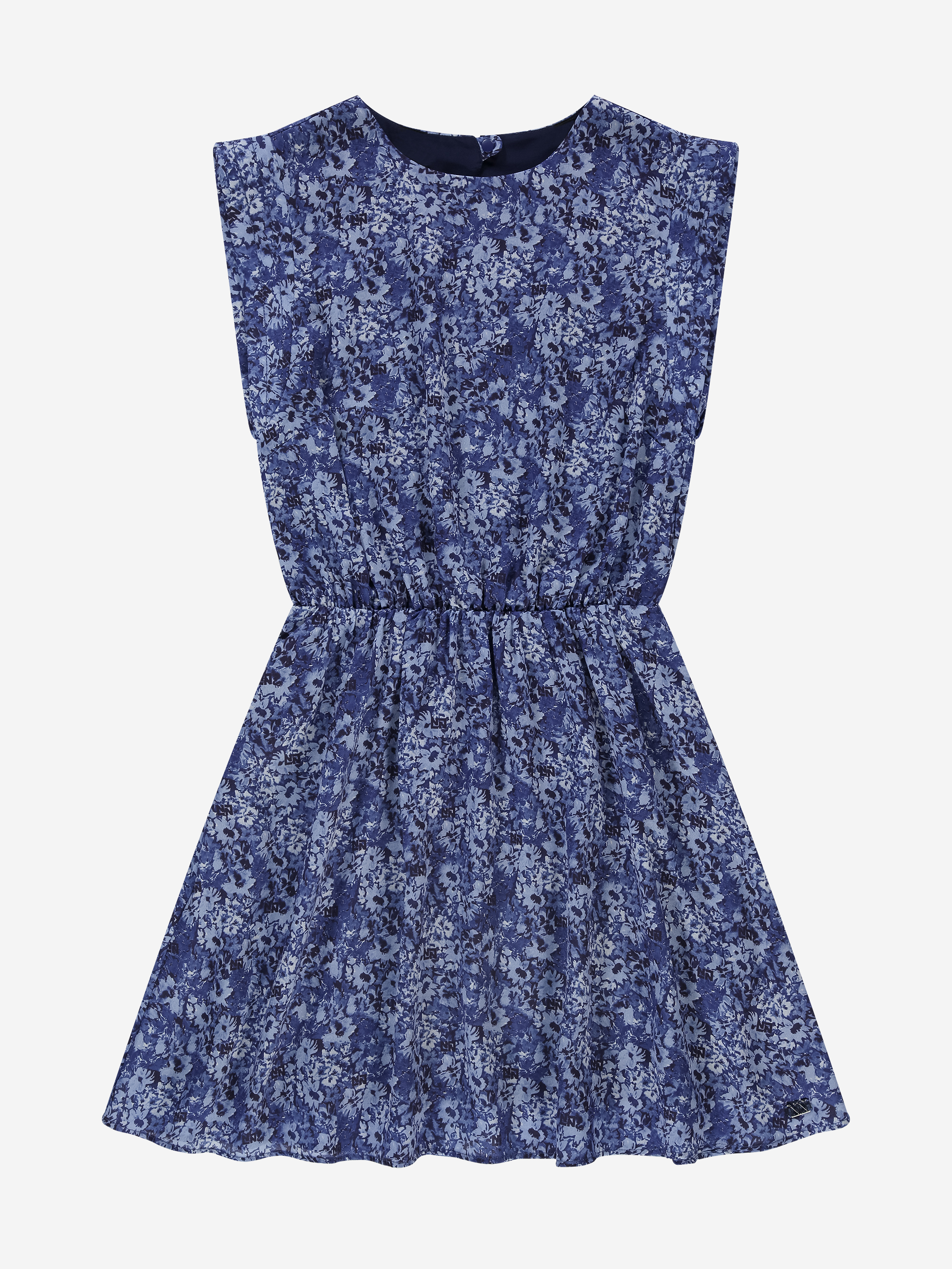 Korte jurk met bloemenprint en kapmouwtjes