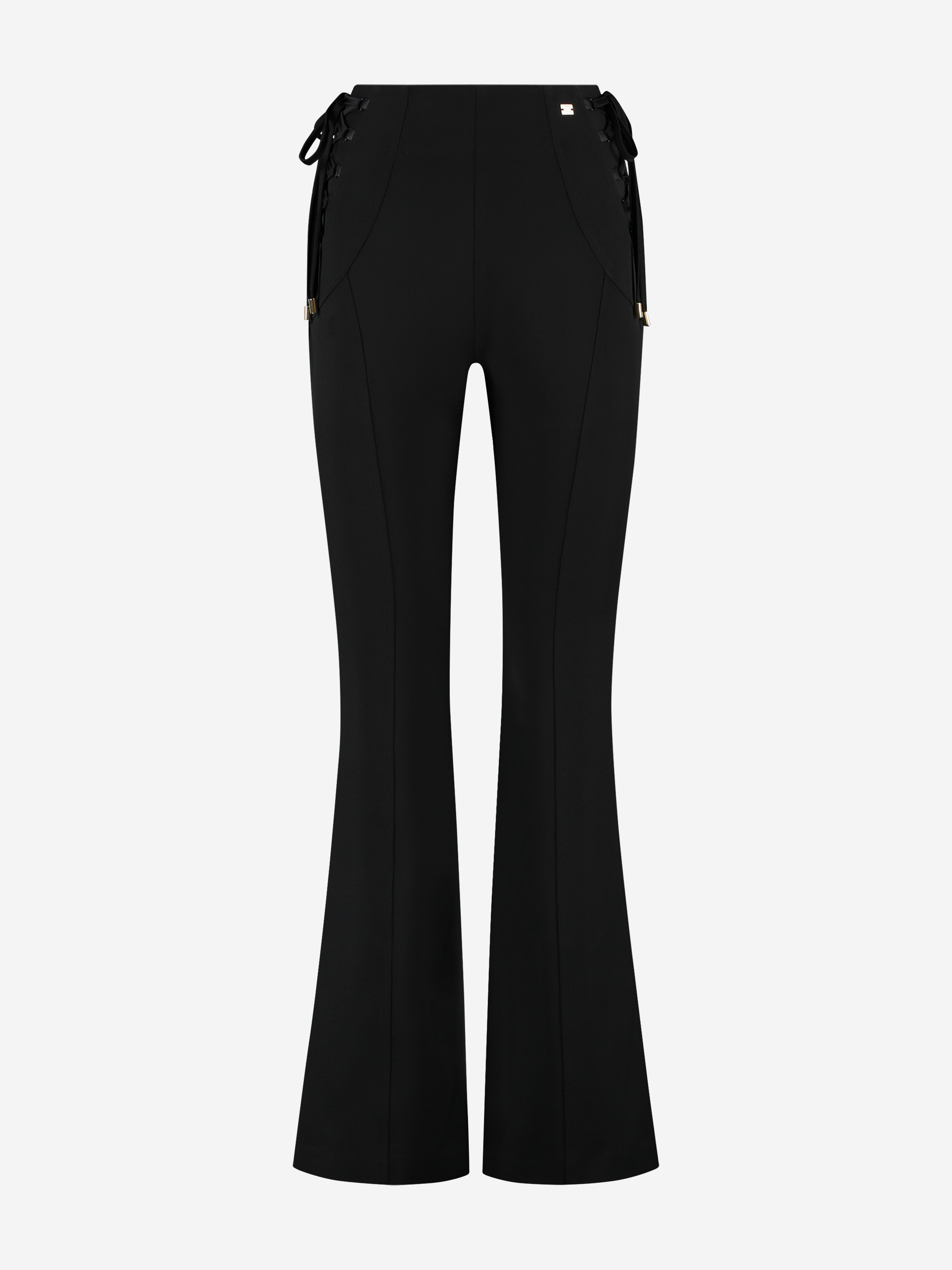 Fitted flared pants with lace-up details