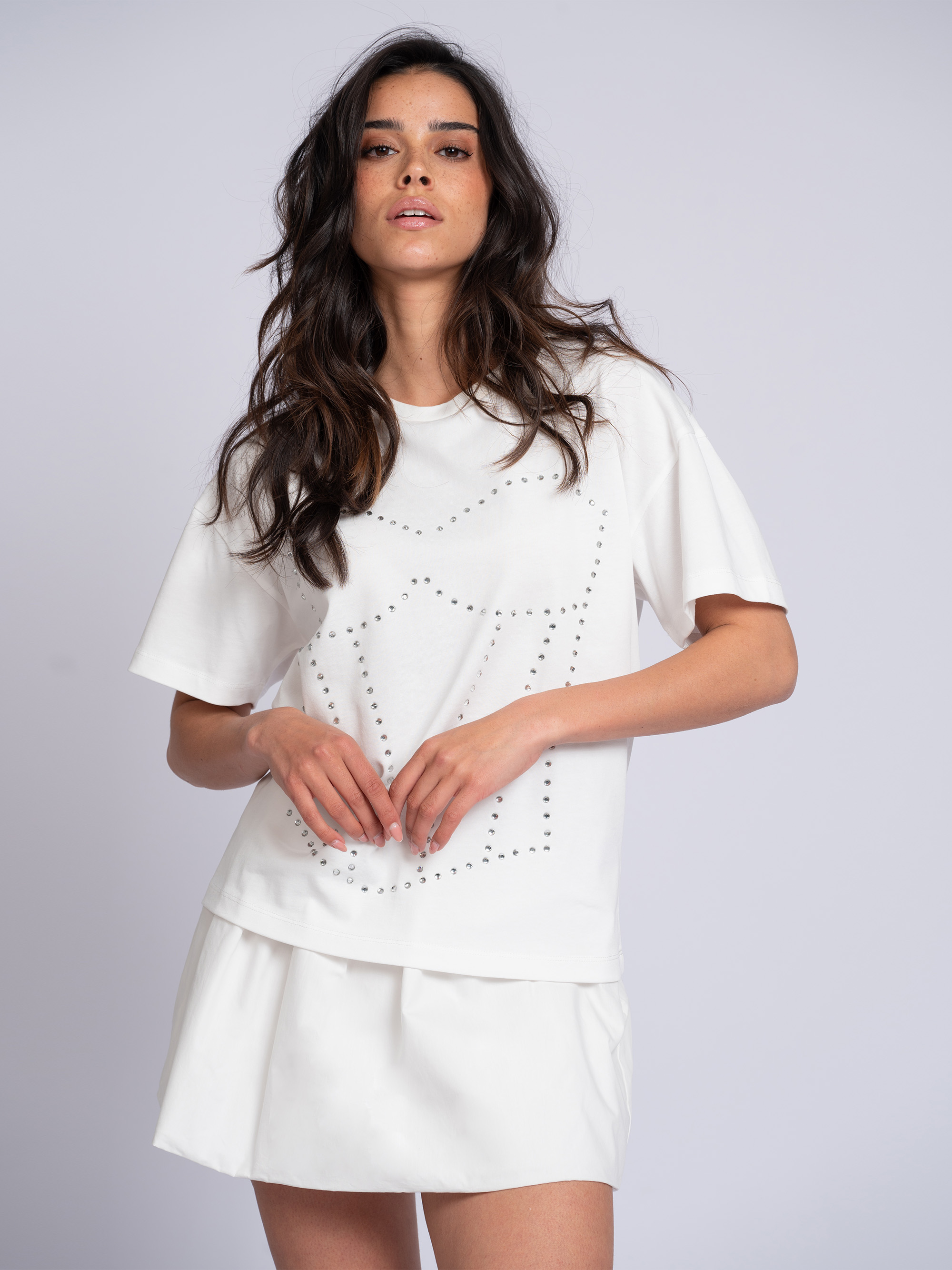 Oversized T-shirt met strass steentjes