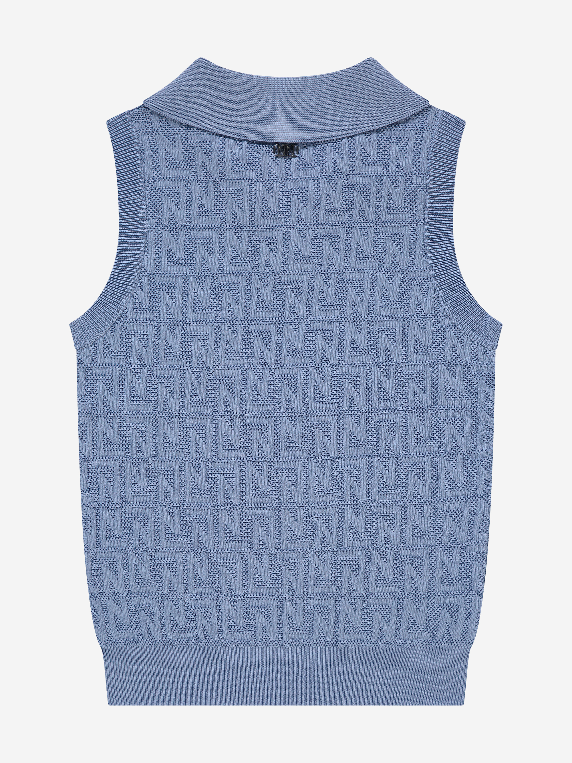 Short open knitted top with N&N logo pattern