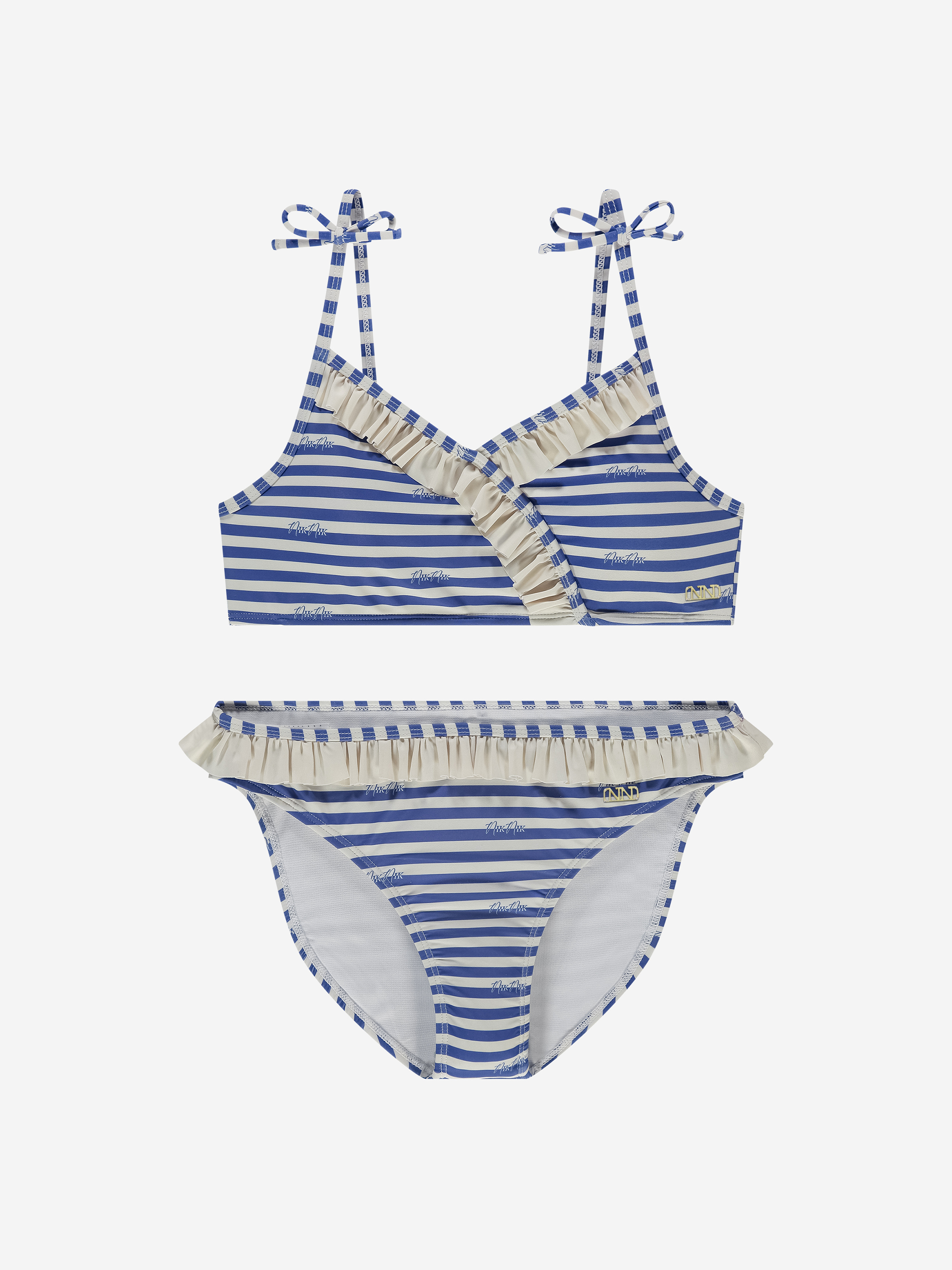 Gestreepte bikini met ruches