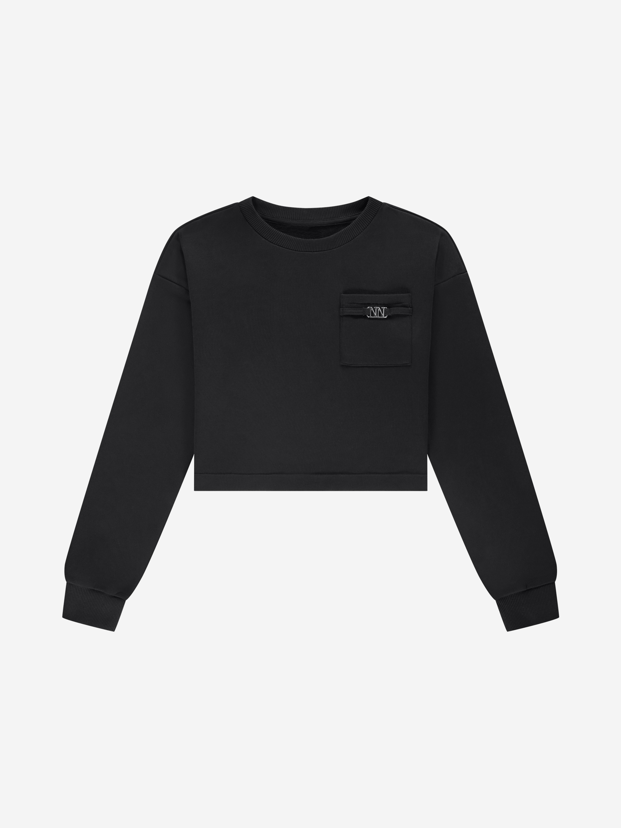 Cropped sweater with chest pocket