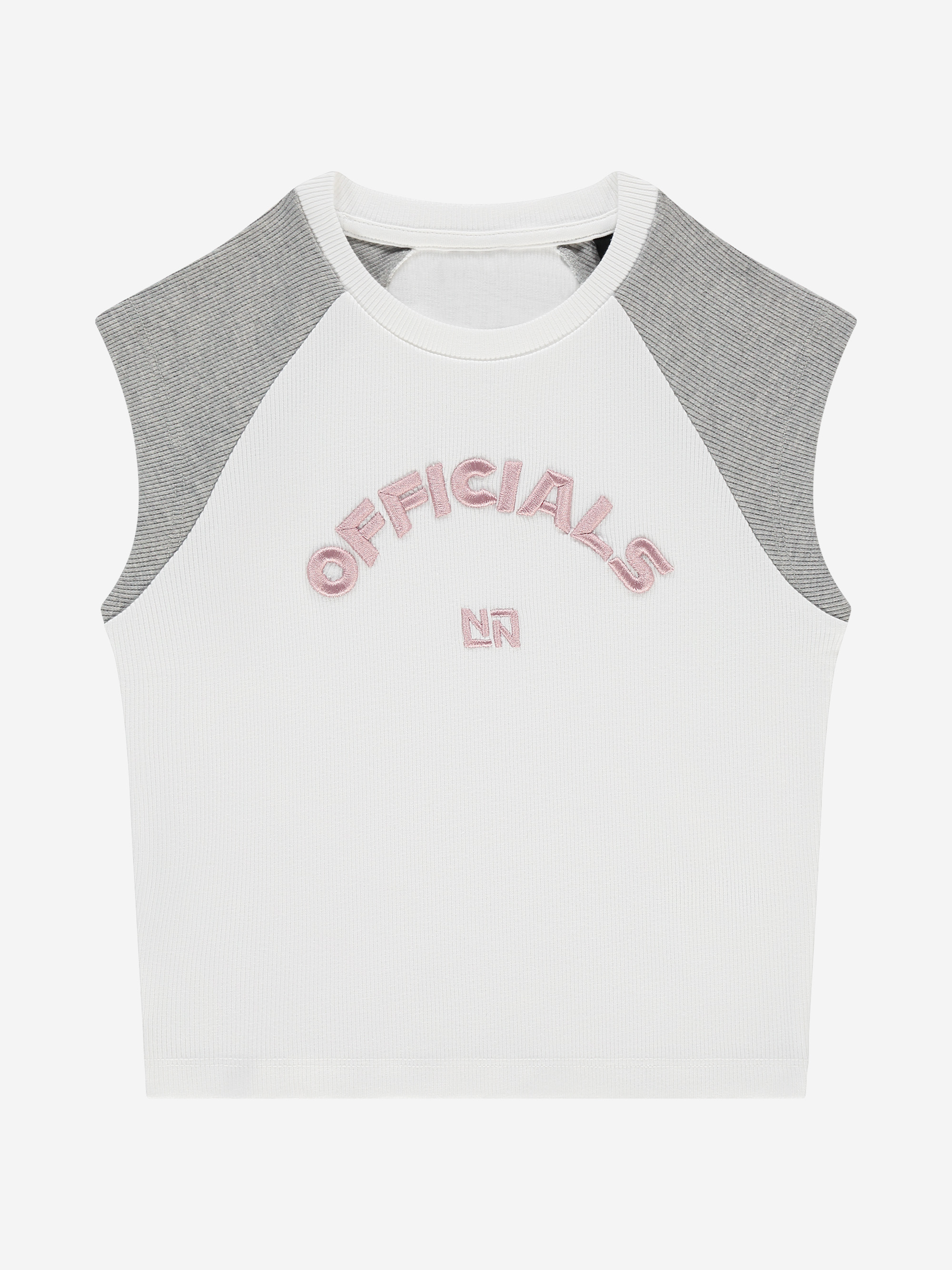 Ribbed top with cap sleeves and embroidery