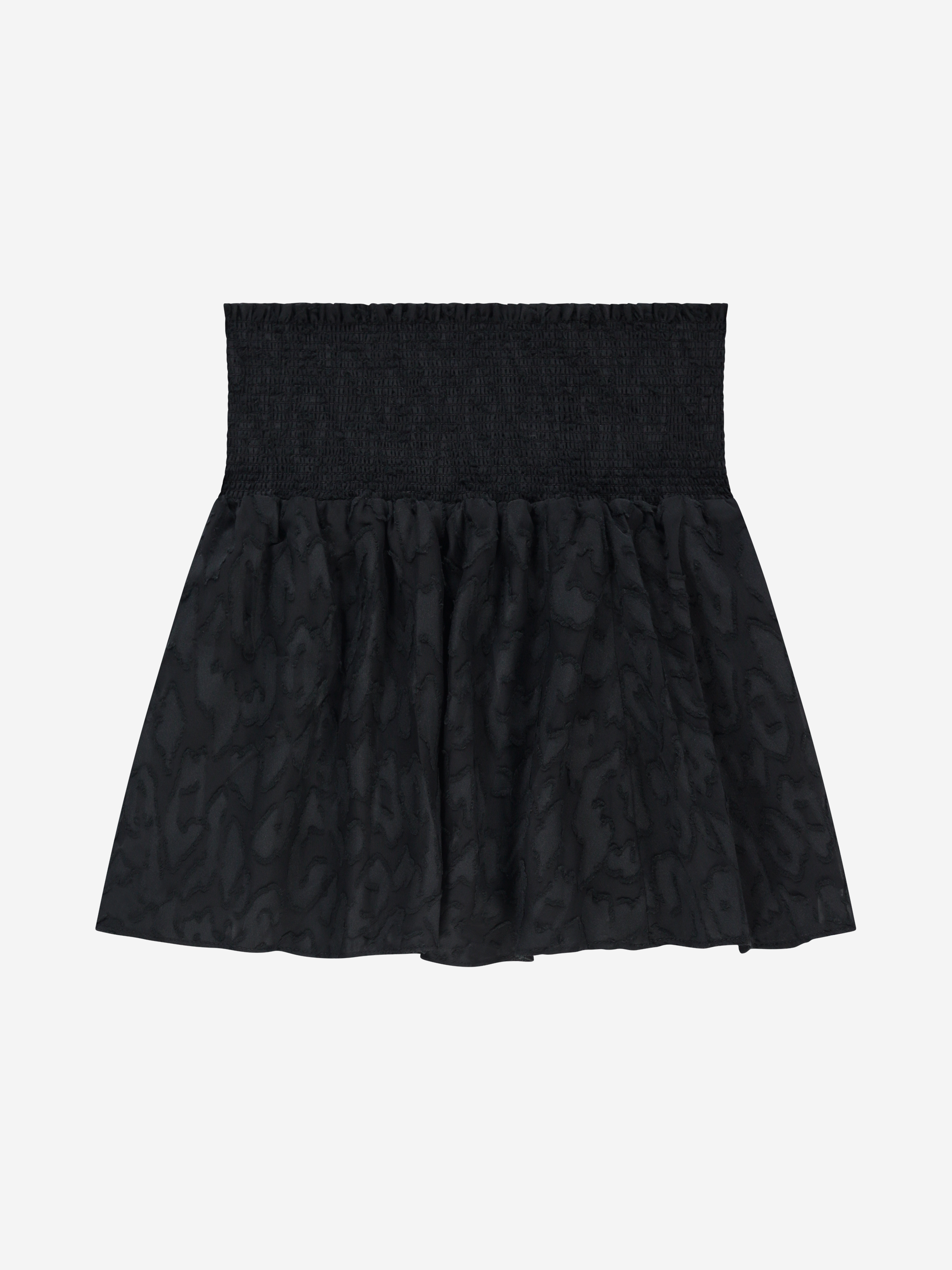 Short skirt with graphic pattern and elastic waistband