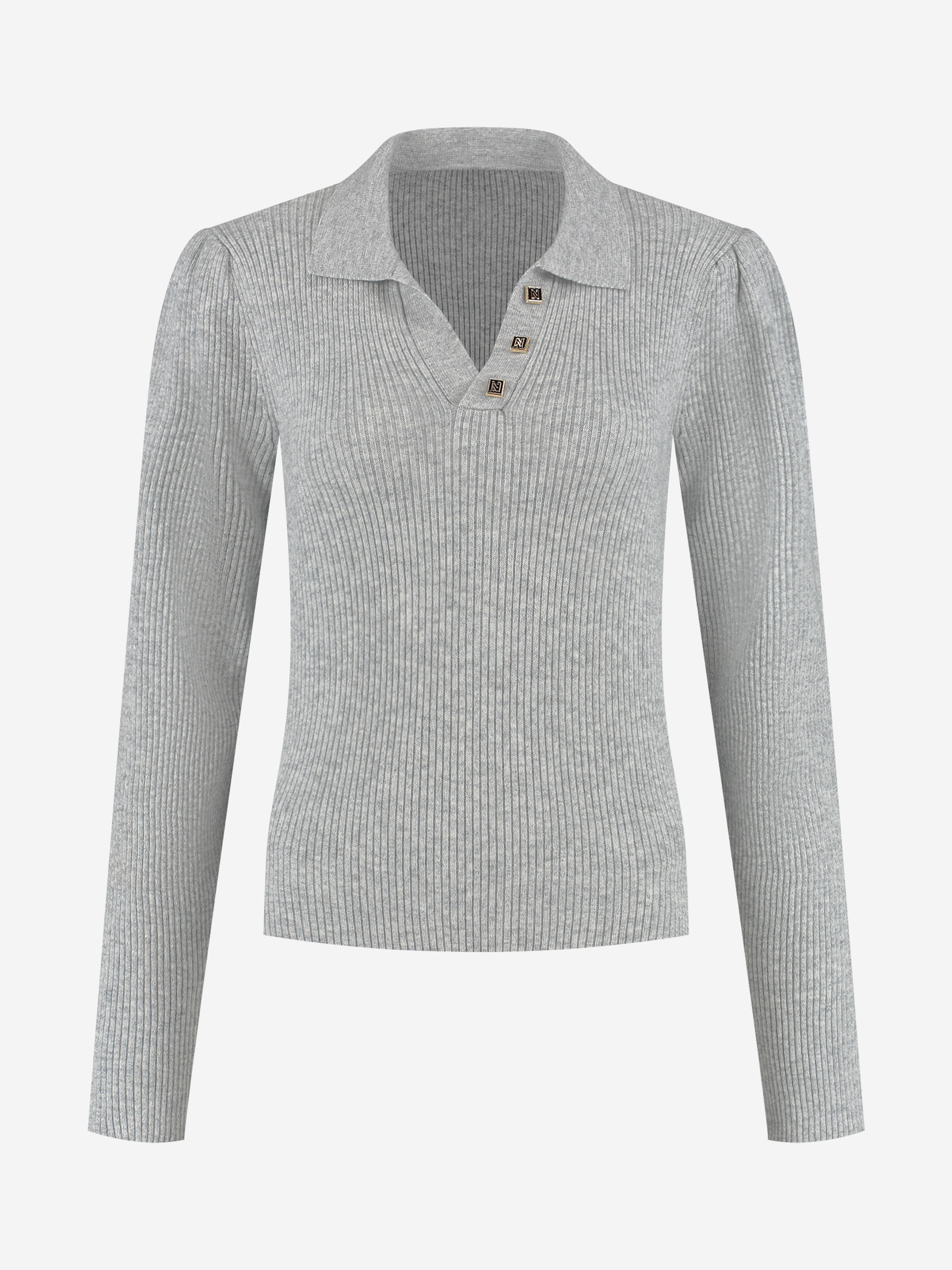 Ribbed sweater with collar 