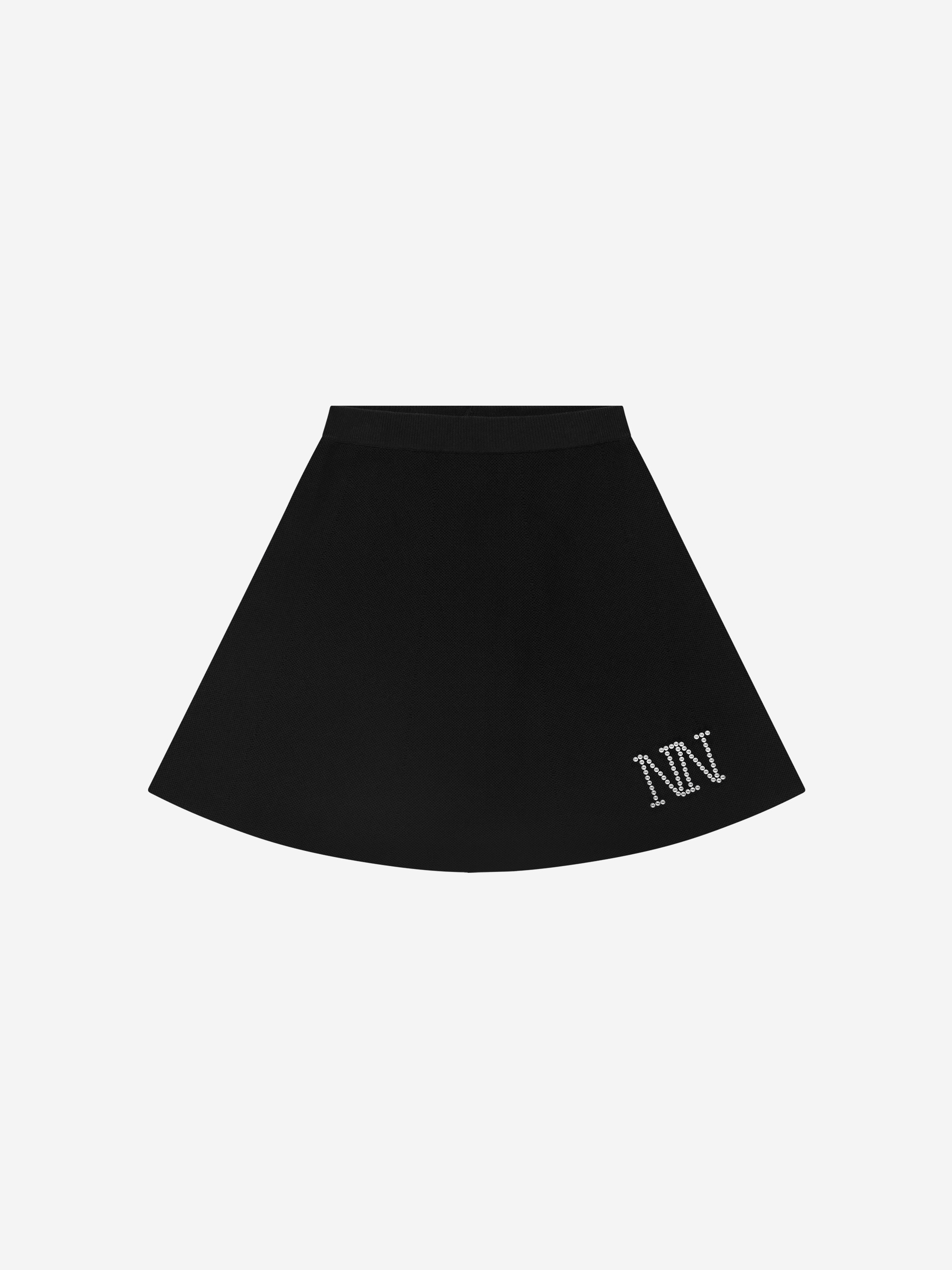 Gebreide midi rok met parel logo