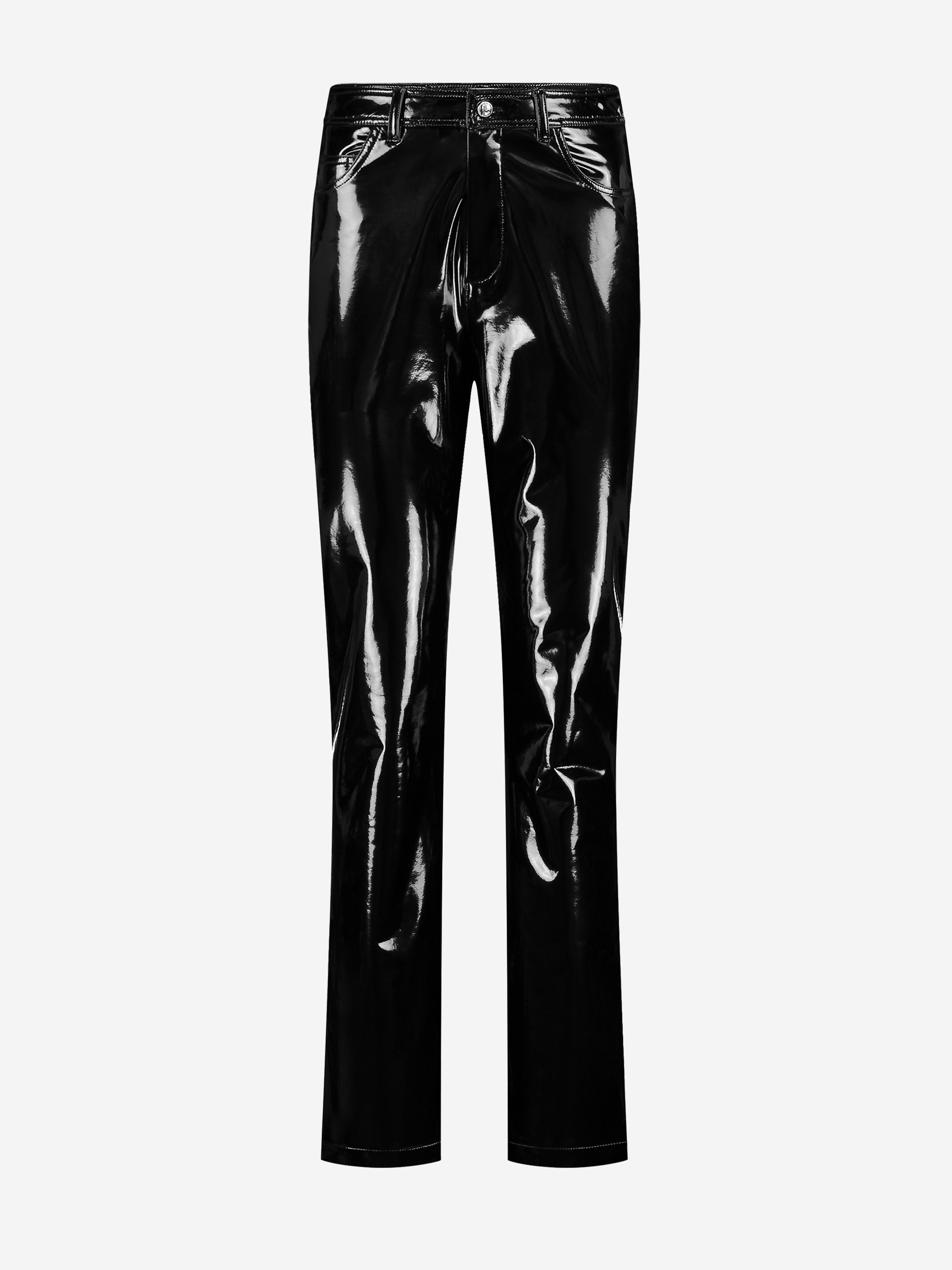 Faux leather pants with straight fit 