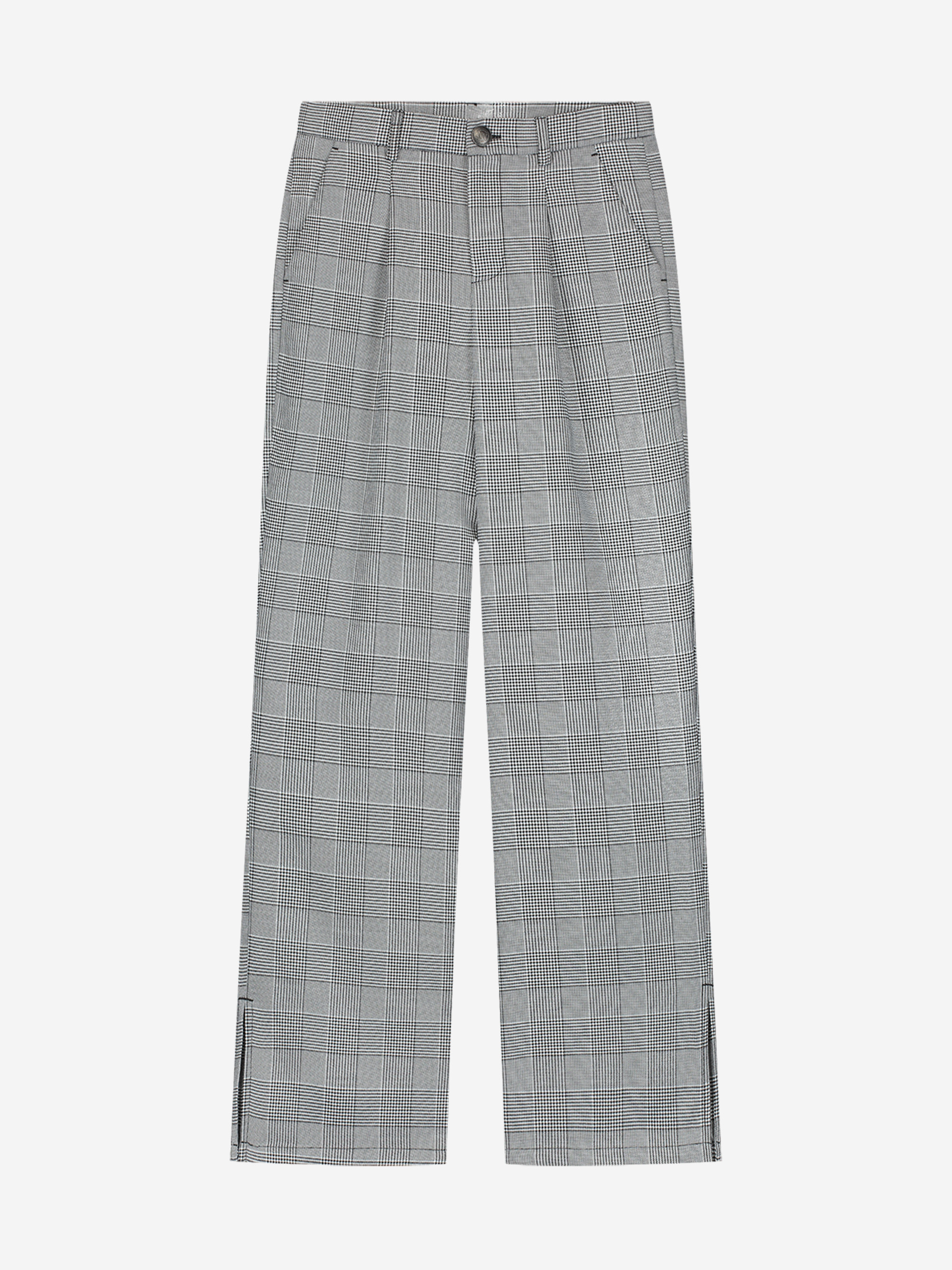 Checkered pants with split